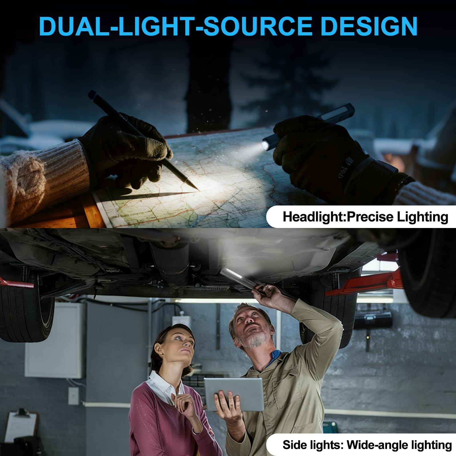 Wiederaufladbare Taschenlampe, COB, klein, tragbar, 6 Modi, LED, wasserdicht, Taschenclip für Zuhause, Auto, Notfälle, Inspektion, Arbeit, Reparatur, 4 Stück