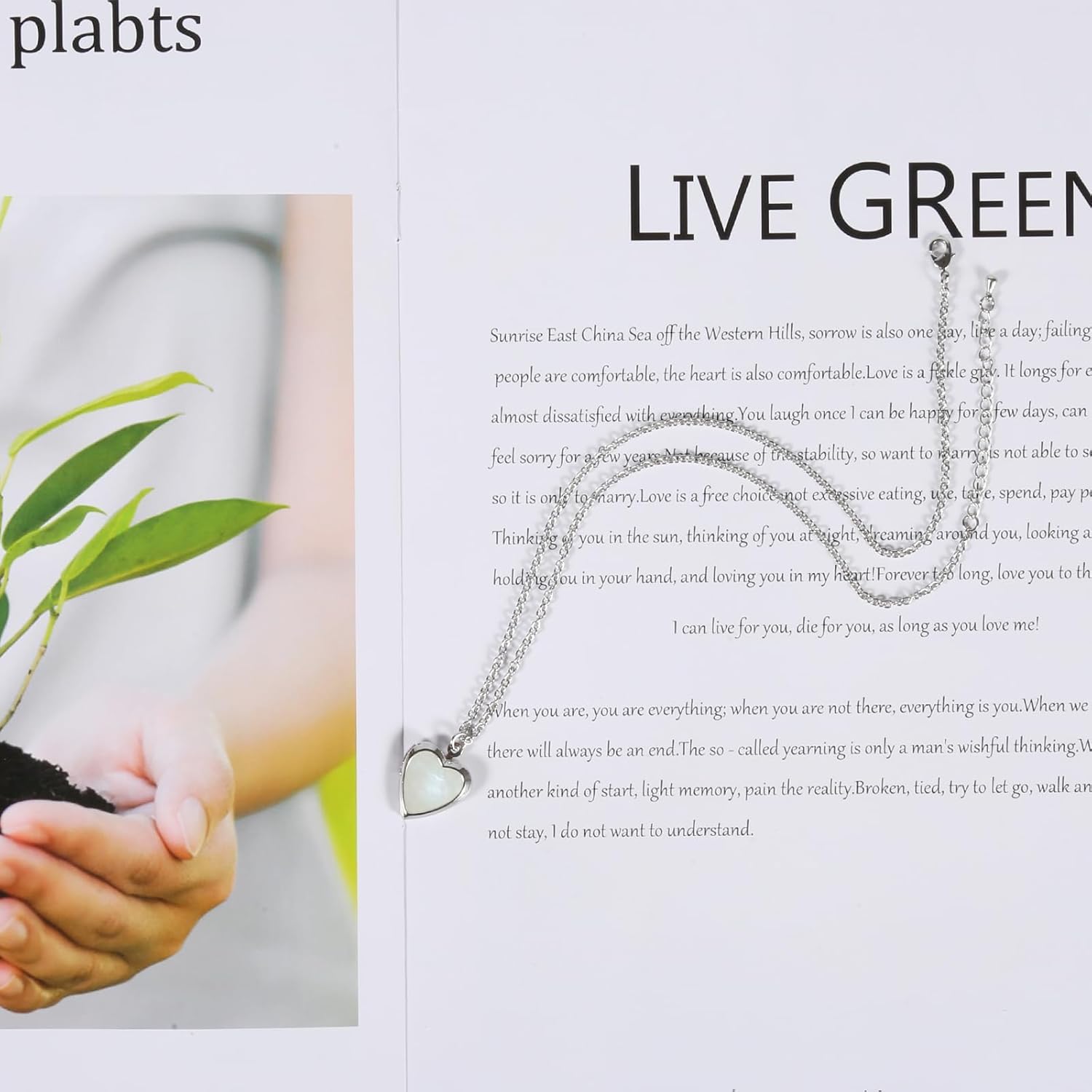 Heart Locket Necklace, Silver Plating With Heart Mother Of Pearl For Women - Image 4