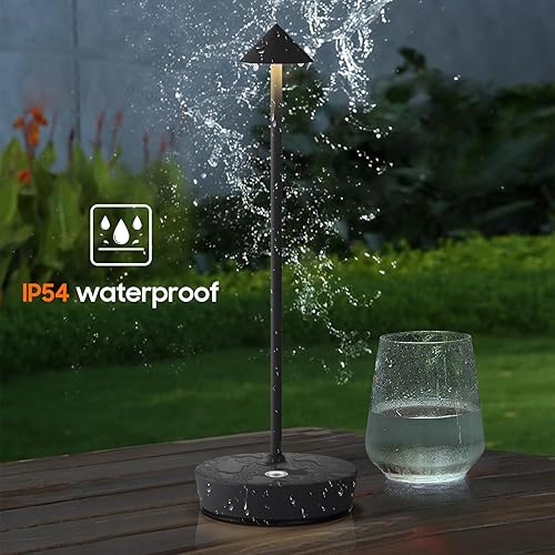 Miniatura 6 de Juego de 2 lámparas de mesa inalámbricas recargables, 6000 mAh LED, funciona con pilas, lámpara de escritorio con control táctil, atenuación