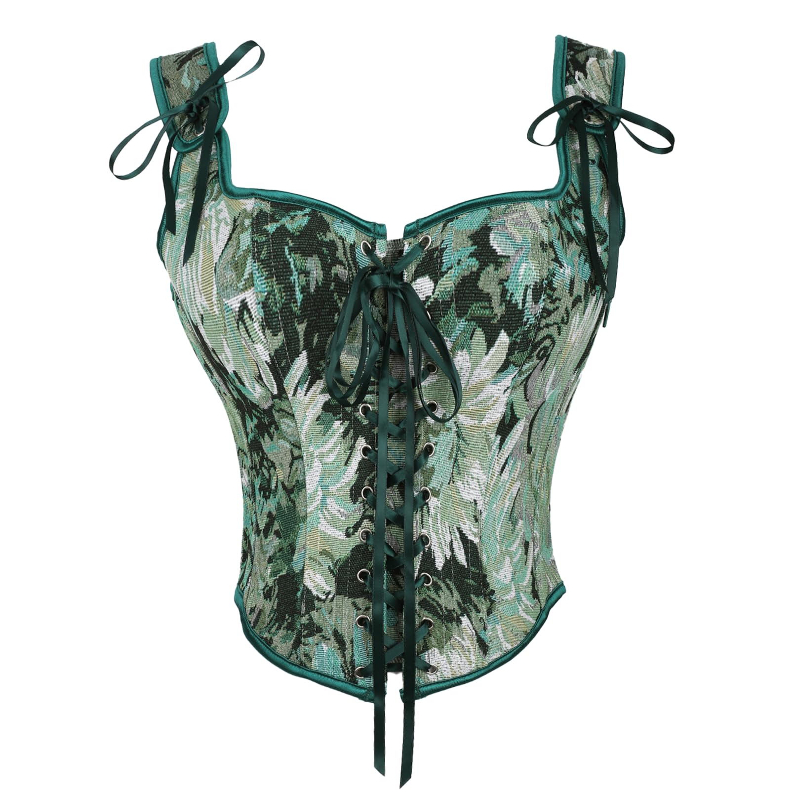 Haut corset floral pour femme, corsets médiévaux Renaissance, gilet Cottagecore, bustiers à lacets couvrant entièrement la poitrine