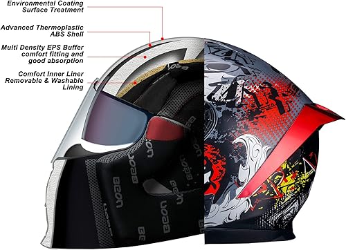 Miniatura 2 de Full Face Motorcycle Helmet, Street Bike Helmet with Clear&Tinted Visors and Multiple Vents, Motocross Casco DOT Approved for Adult Men Women