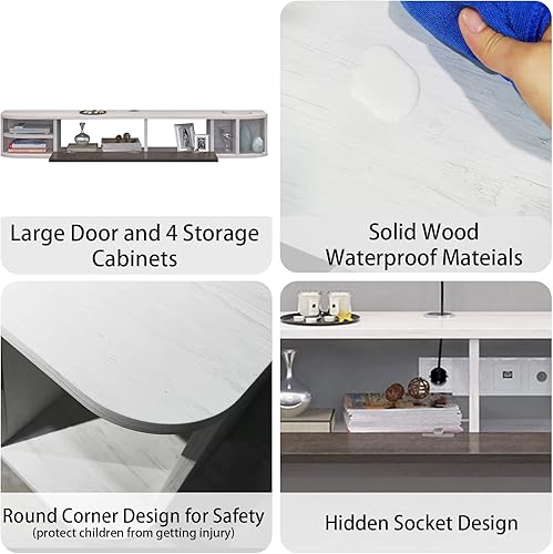 Miniatura 6 de Pmnianhua Moderno soporte flotante para TV, estante debajo de TV de 55 pulgadas para televisores de 60 pulgadas, consola de TV flotante, armario de