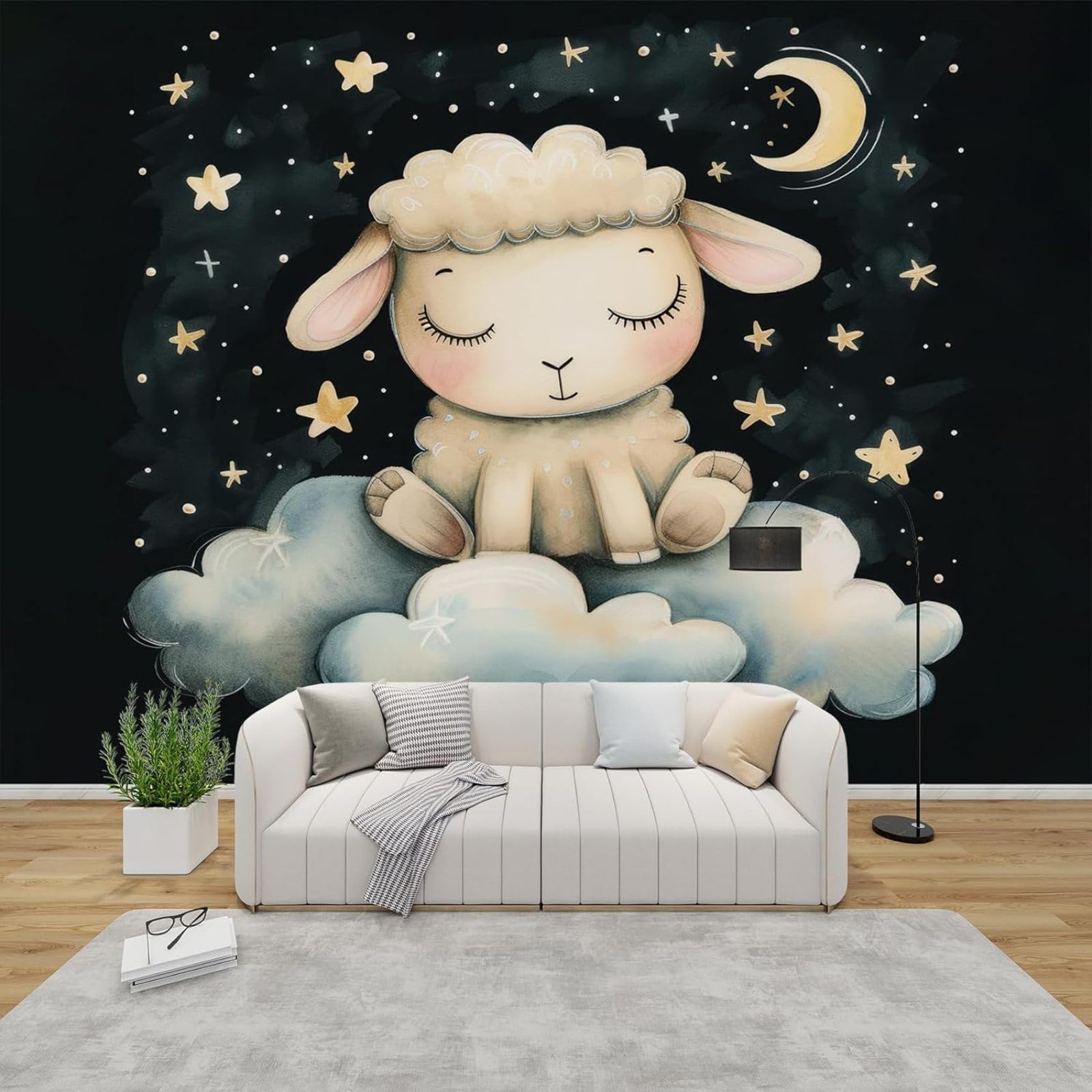 Papier peint photo moutons et étoiles pour guider les nuits de bébé