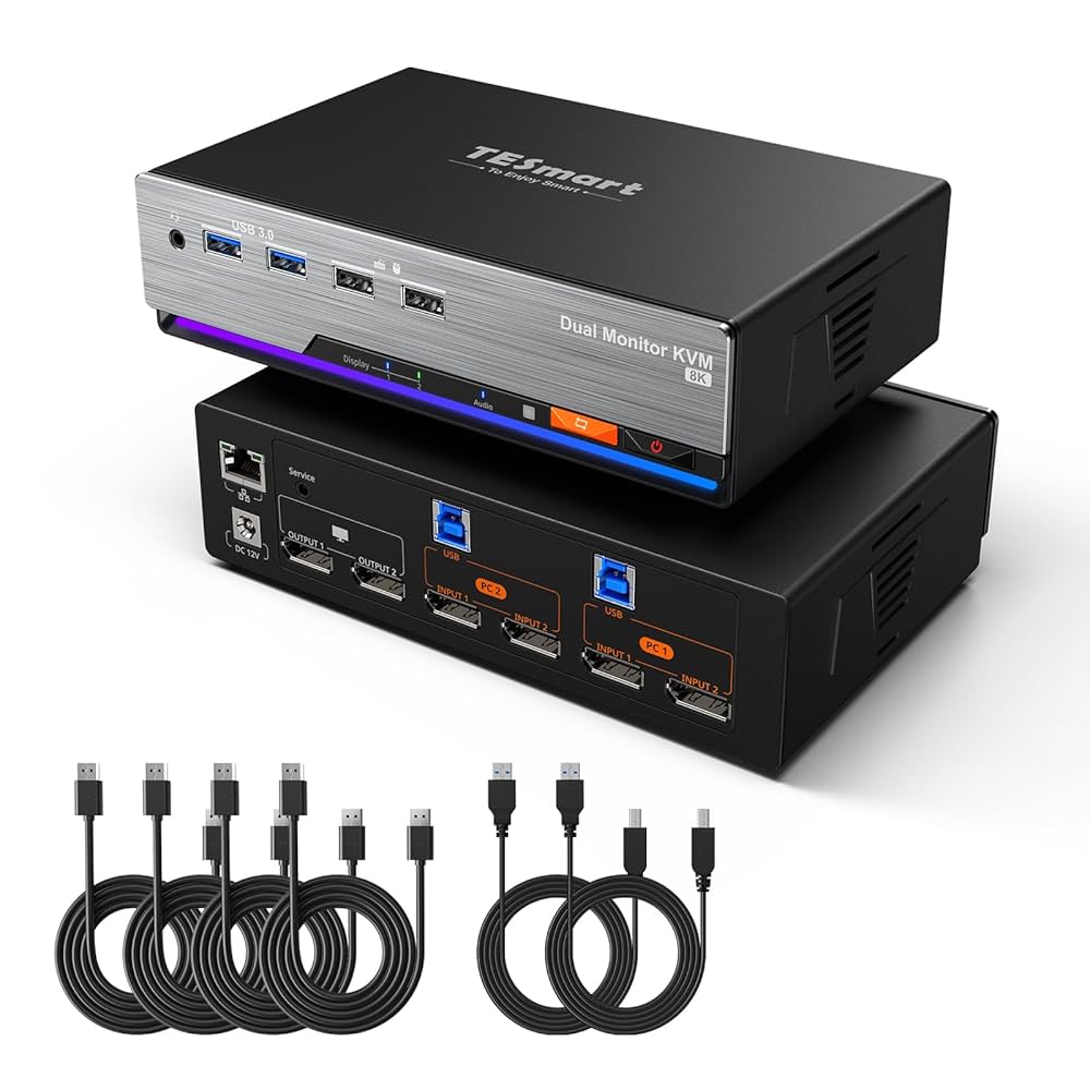 TESmart DP1.4 デュアルモニター+2PC KVM切替器 Amazon.com: TESmart 8K@60Hz DP KVM Switch 2 Monitors 2