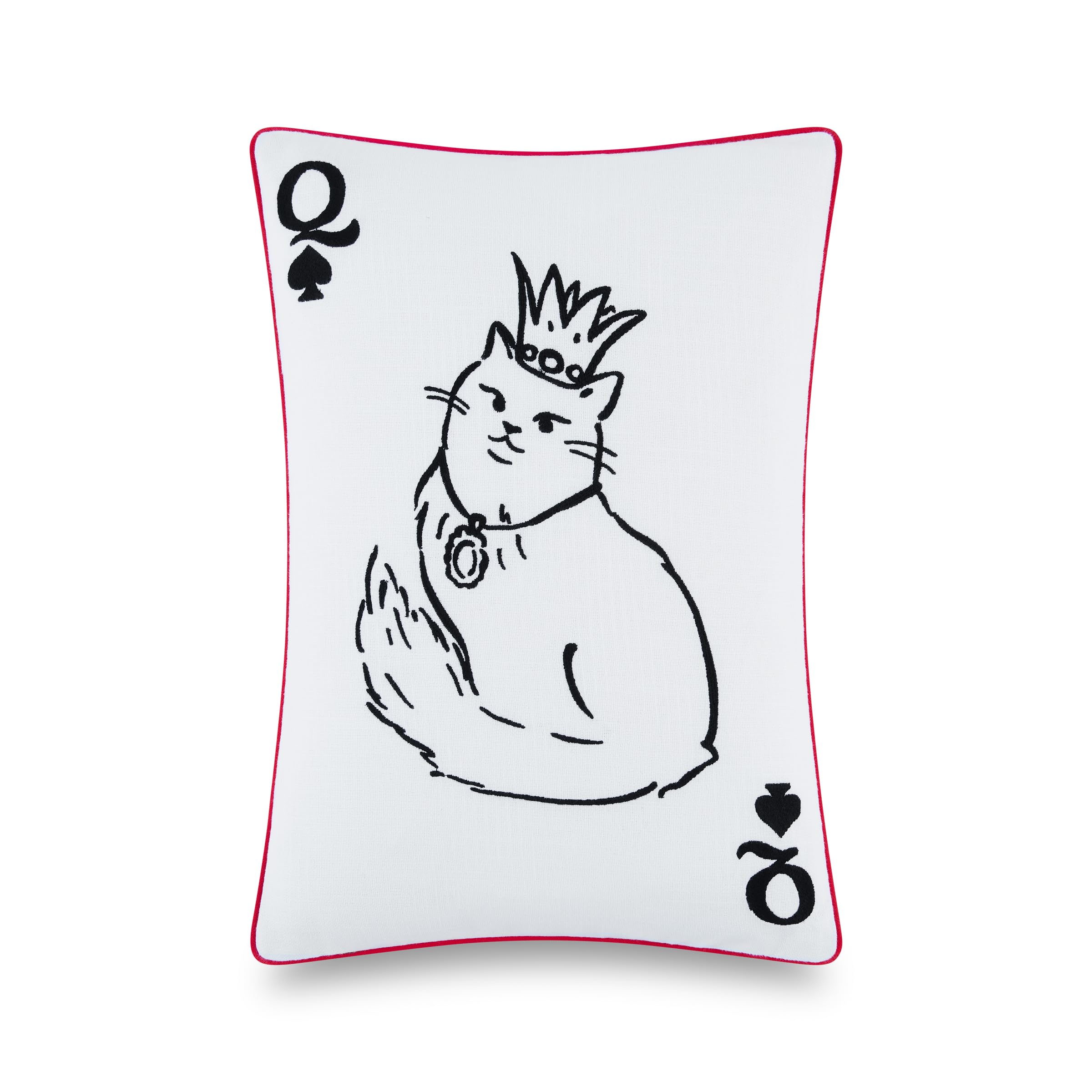kate spade new york Queen of Spades Reversible Decorative Pillow, 14" x 20" Throw Pillow for Bed or Sofa, Cotton Cover, Black, White, Pink and Red