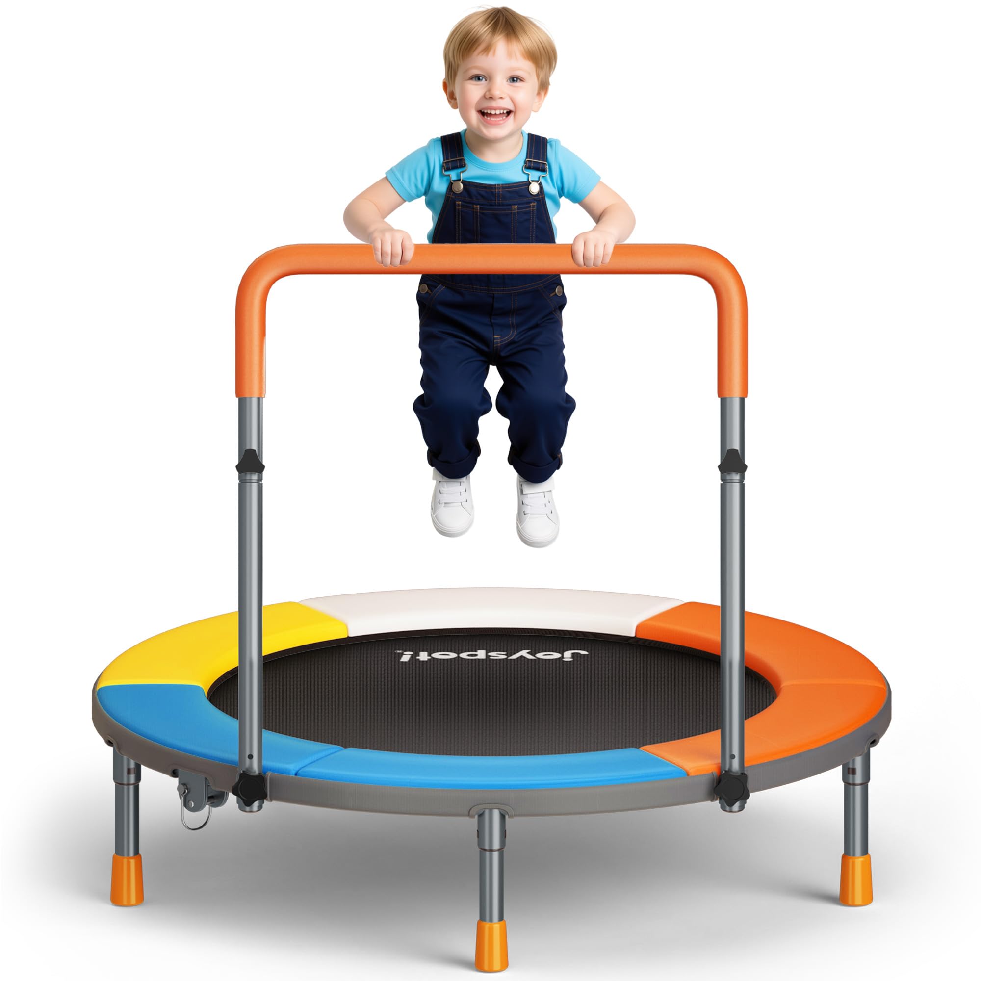 3FT Foldable Trampoline for Kids - 36” Mini Small Trampoline with Handle Bar, Indoor Outdoor Fun, Height-Adjustable, Max Load 100LBS, Perfect Toddler