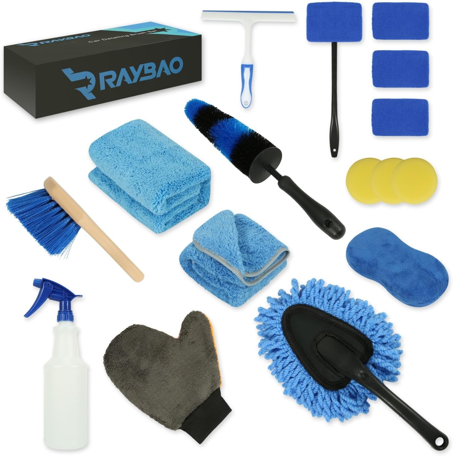 RAYBAO 16Pcs Car Detailing Brush Set, Car Detailing Kit