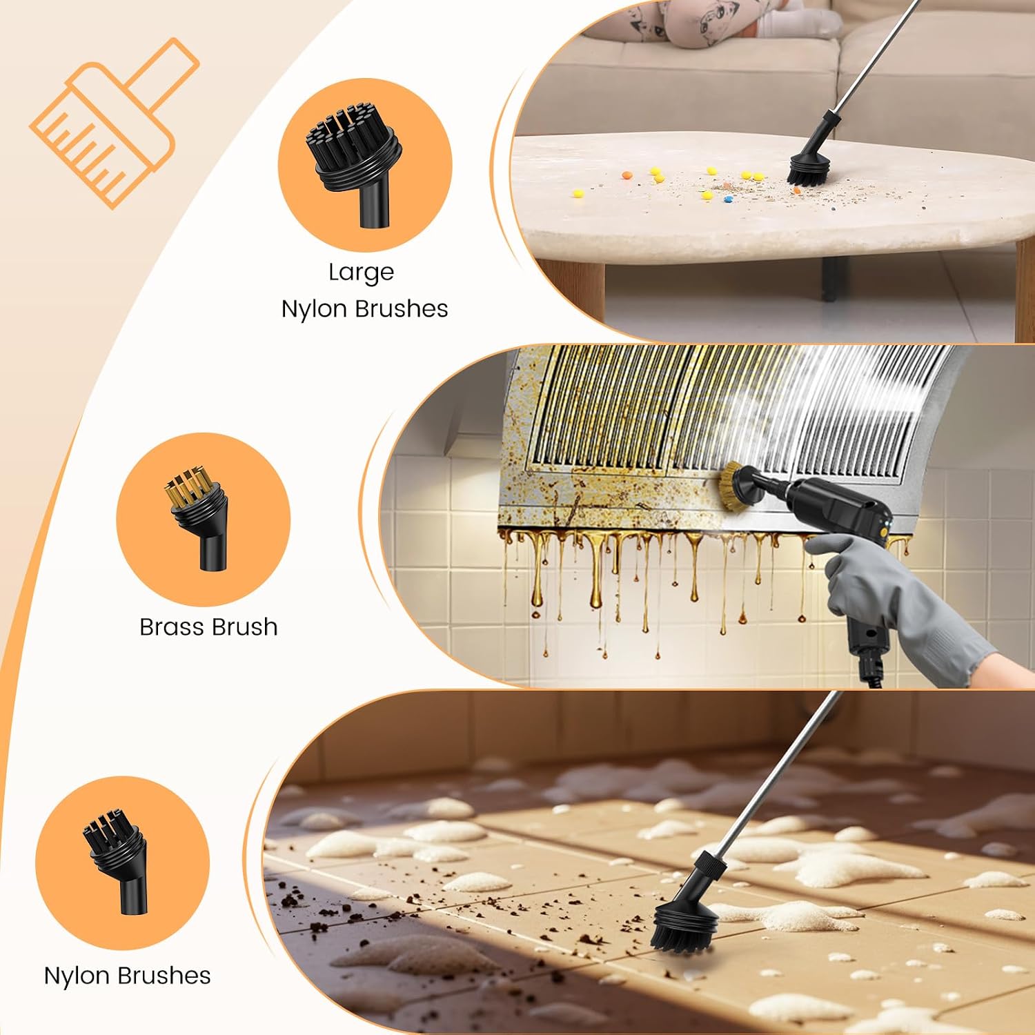 6-Pack Steam Cleaner Brush Attachments with Storage Case