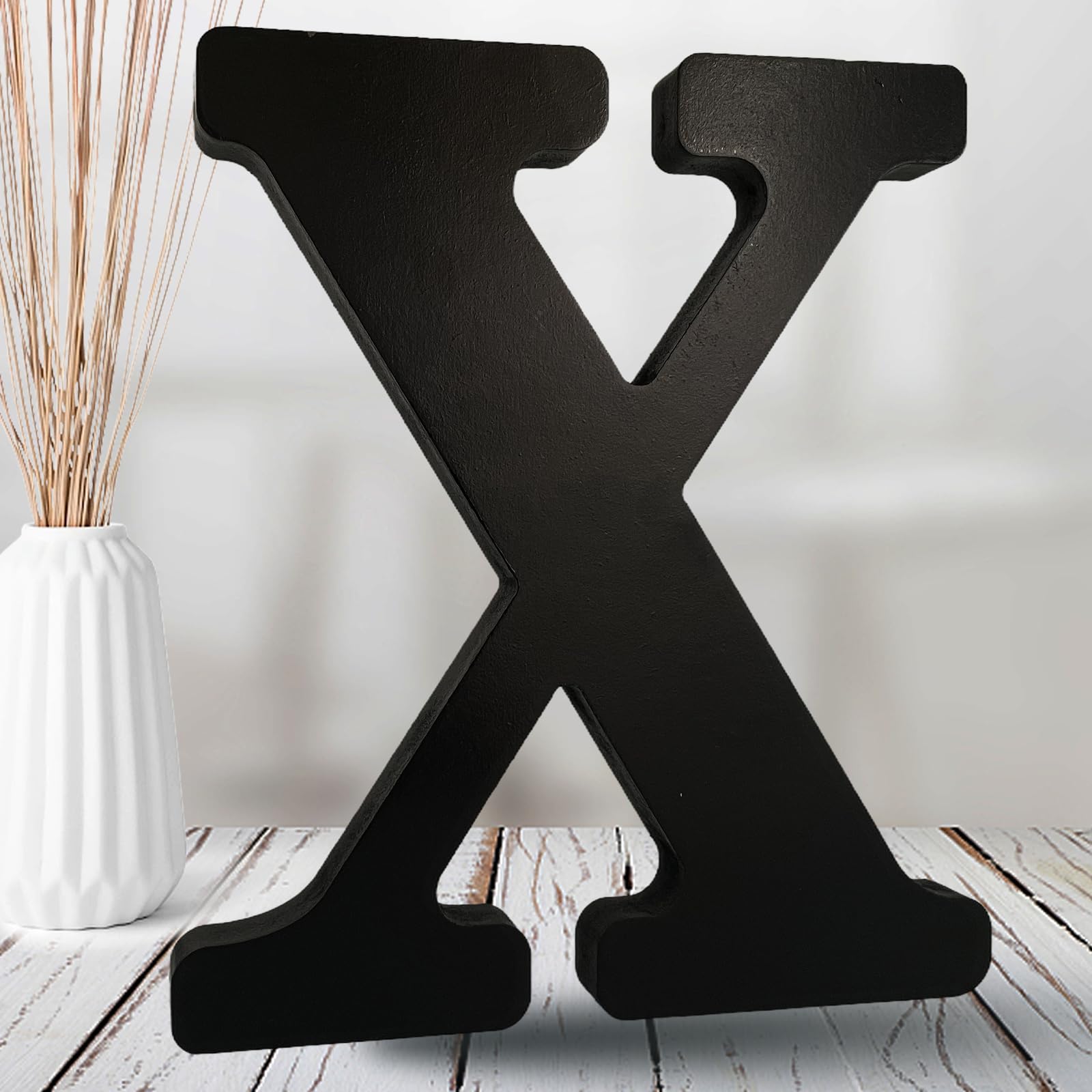 AOCEAN Letras de madera negra de 8 pulgadas sin terminar para Halloween, letras decorativas de pie, rebanadas, decoración de tablero para manualidades, proyectos de fiesta en casa (X)