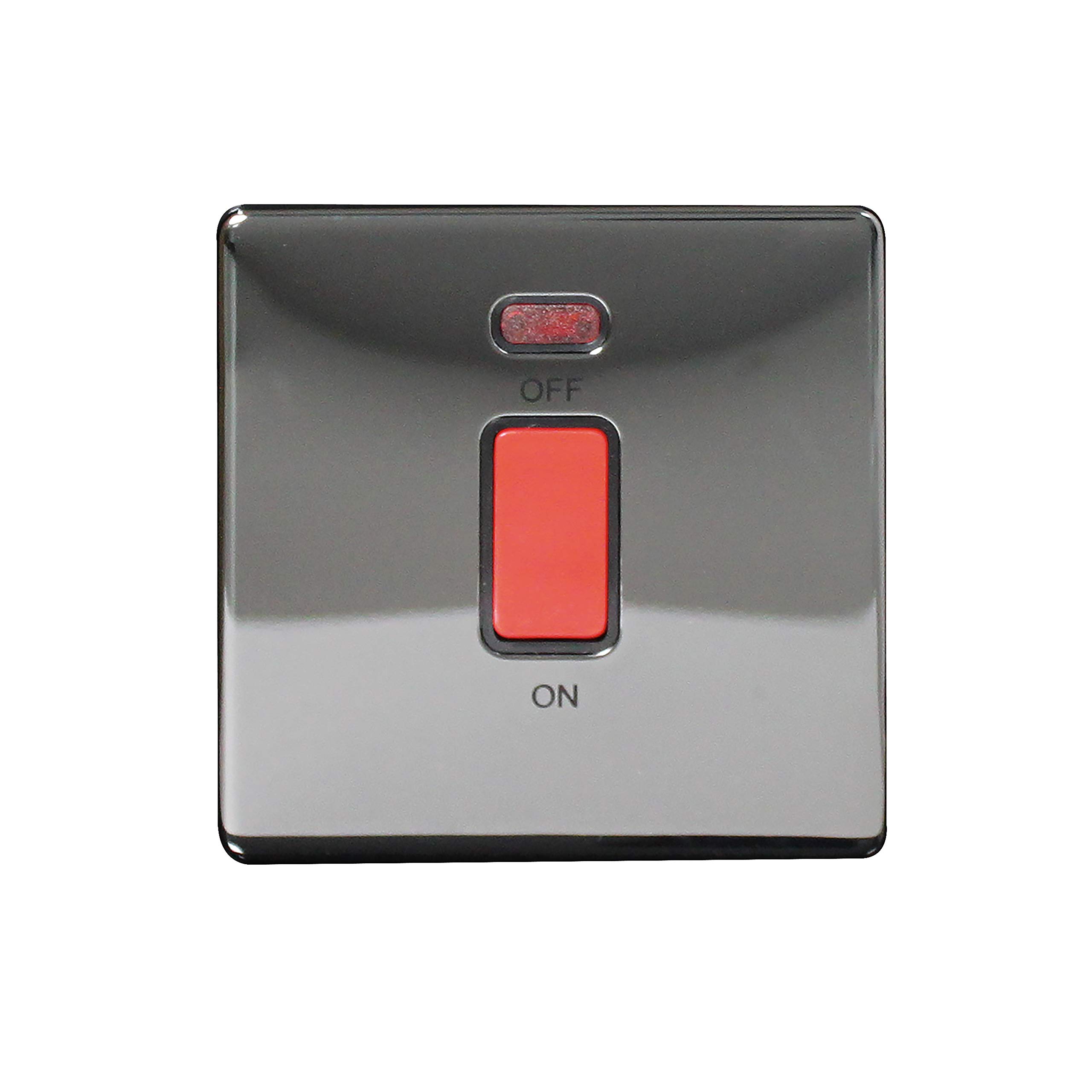 1 Gang DP 45A Neon Red Button Screwless Black Nickel Switch
