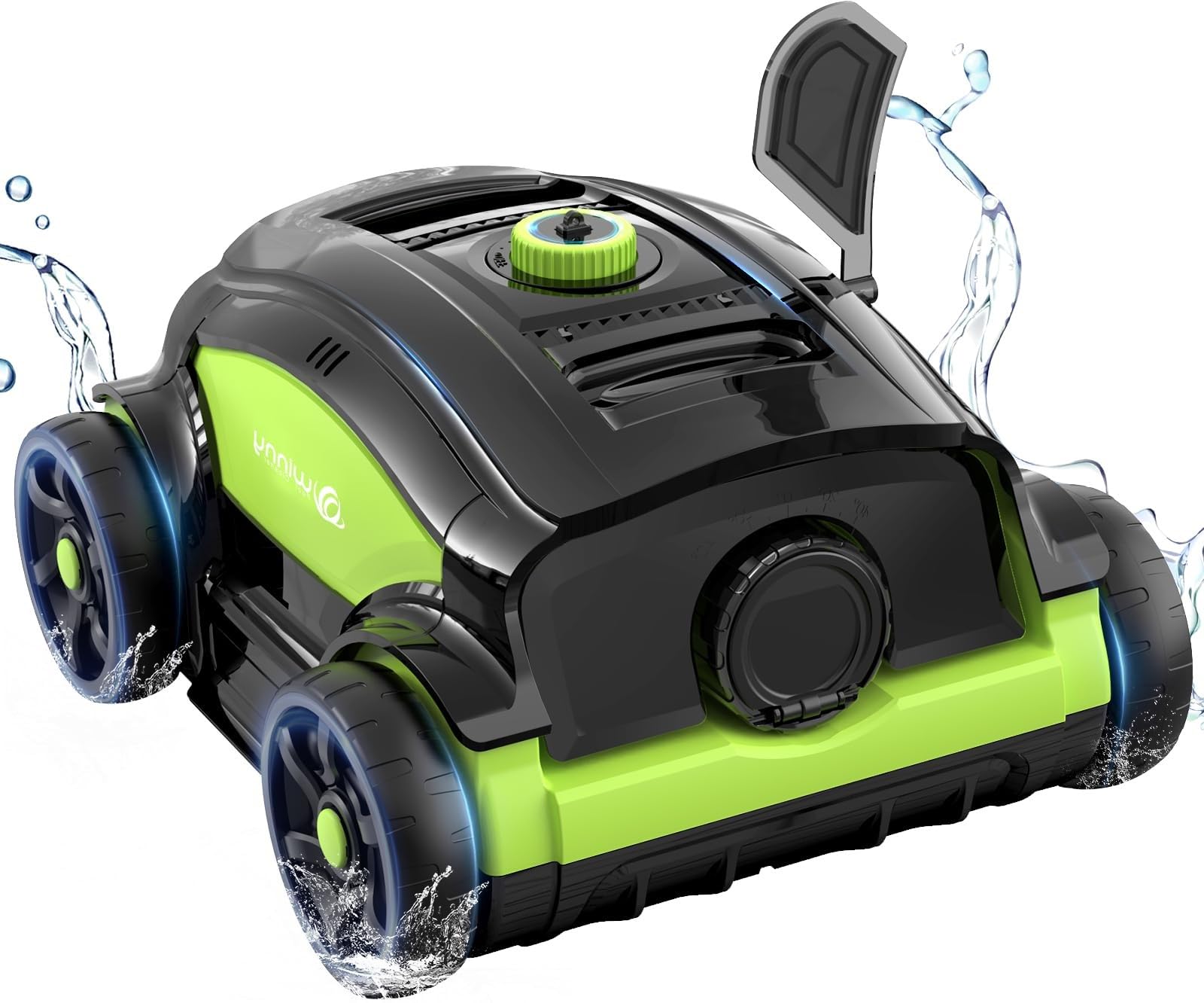 WINNY POOL CLEANER Winny 300II Robot Limpiafondos Piscina Automatico, Limpiador De Piscina Sin Cable, 120 Min, LED, Auto Estacionamiento, para Piscinas Desmontables 100m² - Negro Verde