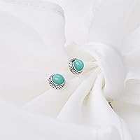 Vista 48 de Real Crystal Birthstone Sterling Silver Stud Earrings Jewelry for Women Fashion Trendy Western 925 Antiqued Boho Handmade Best Gift for Her keenove