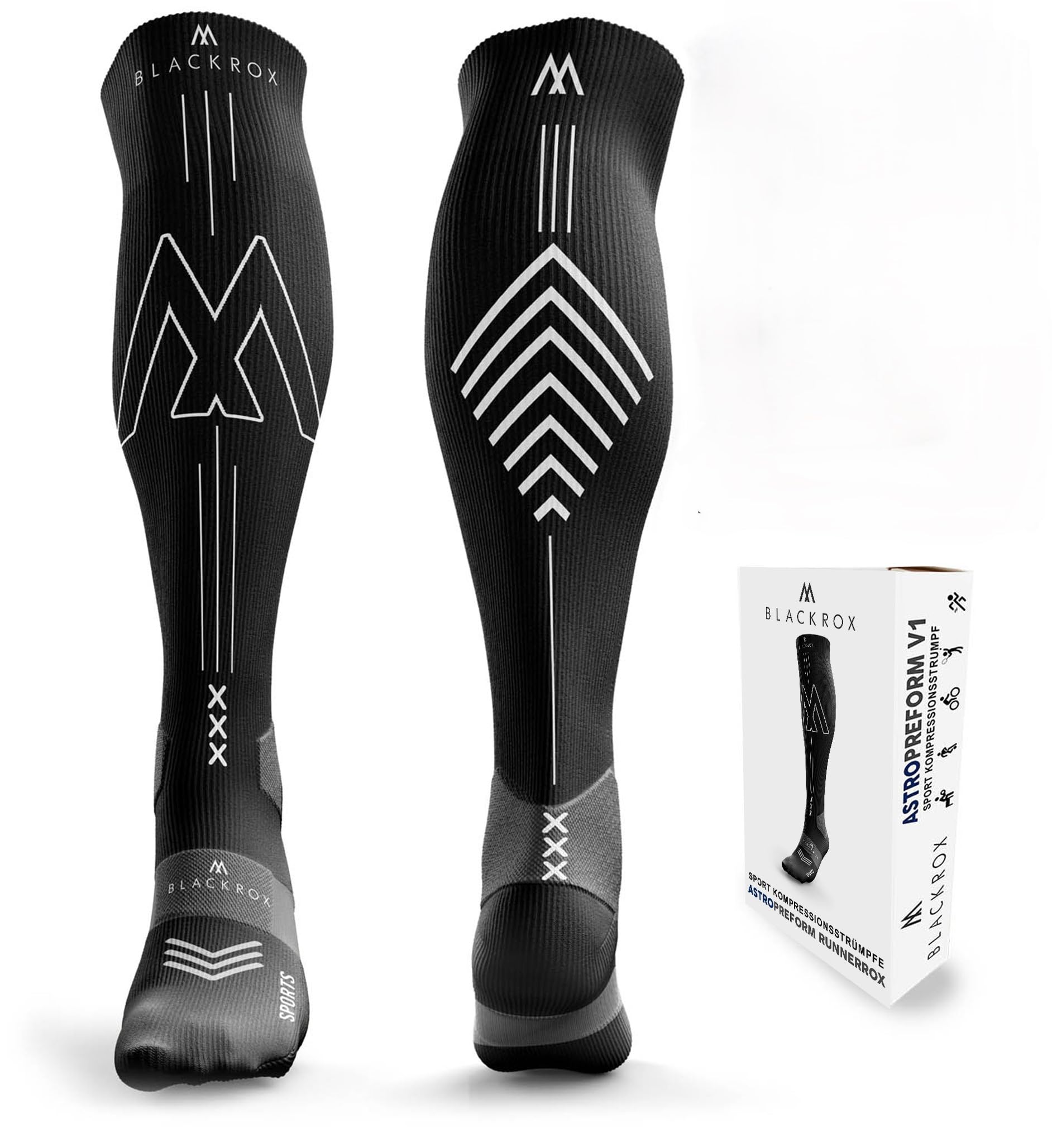 BLACKROX Chaussettes de compression sport Astropreform - Pour homme et femme - Longues chaussettes de compression