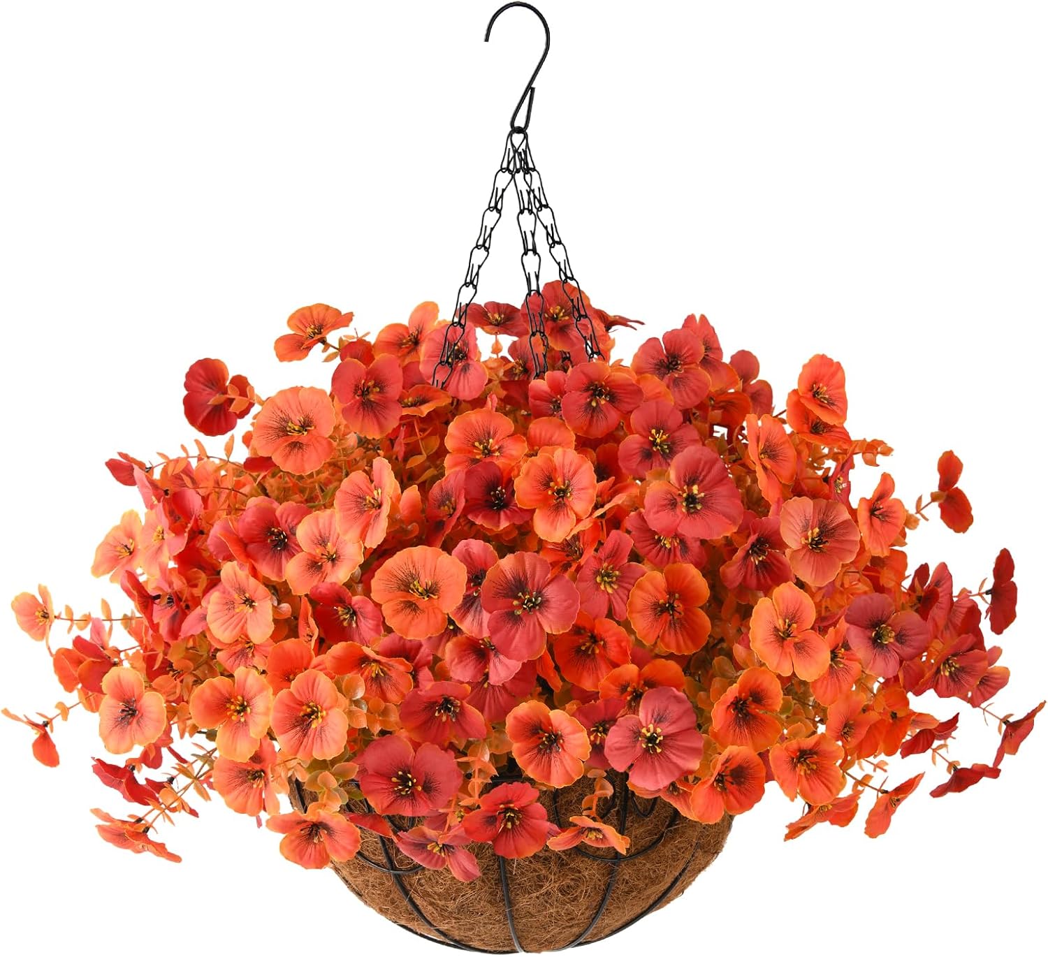 INQCMY Artificial Fall Flowers for Outdoor, 12 Bundles Faux Pansy Fake Mums Flowers Plants Outdoor Fall Decor, UV Resistant No Fade Silk Flower for Porch Planter Patio Yard Garden(Orange Autumn Red) - Image 9