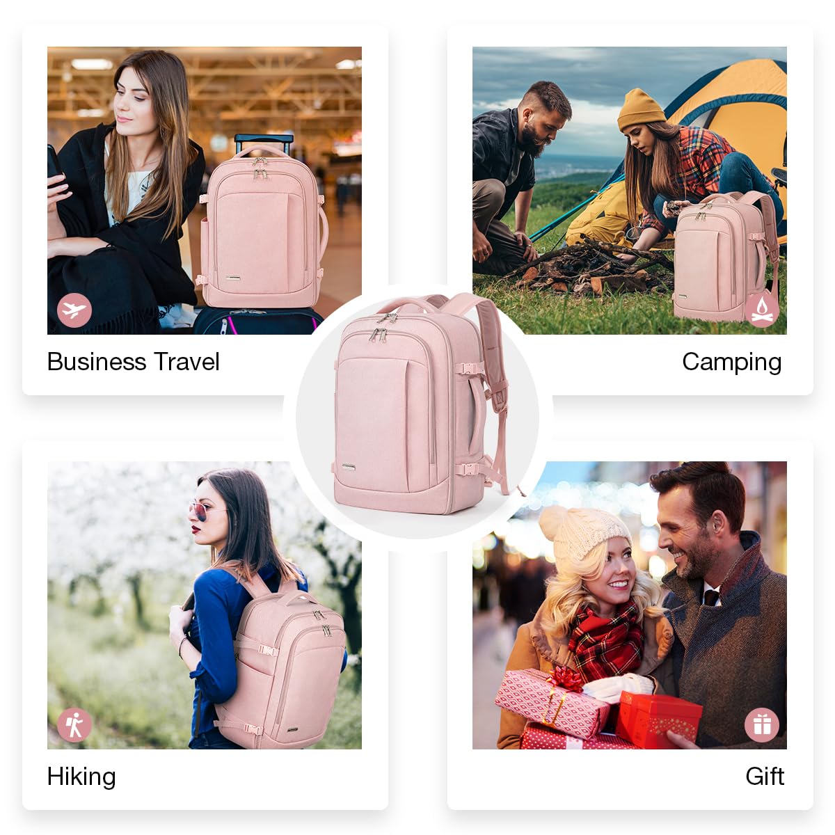 Lekespring Zaino Ryanair 40x20x25 - Zaino da Viaggio Aereo Bagaglio a Mano per Donne e Uomini, Bagaglio a Mano 40x20x25 Ryanair, Borsa Cabina con 6 Sacchetti Organizzatori per Scuola D'affari Casual