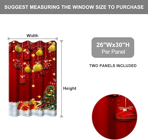 Miniatura 71 de Baocicco Cortinas opacas de Navidad para dormitorio, sala de estar, árbol de Navidad, chimenea, cortinas de ventana con ojales, cortinas familiares