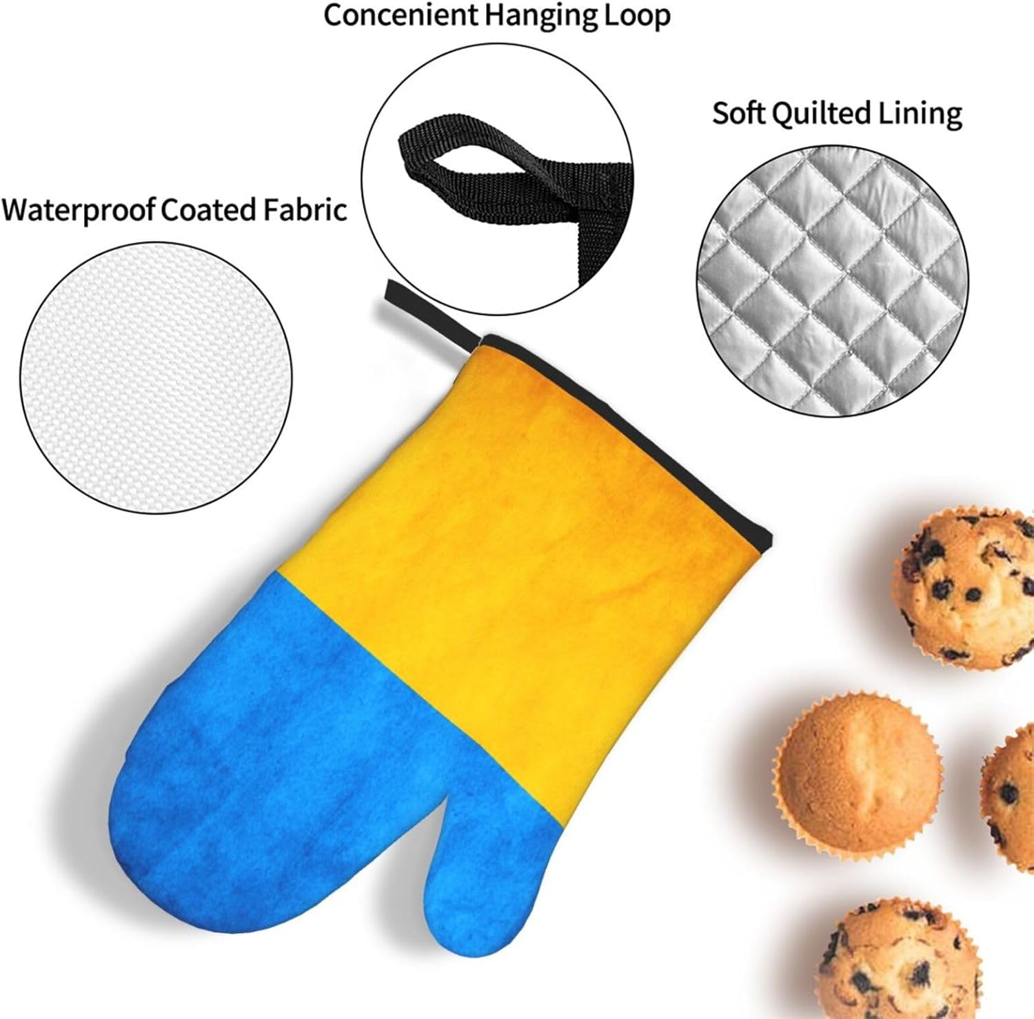 Ukrainian Flag Print Heat Resistant Microwave Gloves, Used for Baking, Cooking, and Fashion Kitchen Essentials