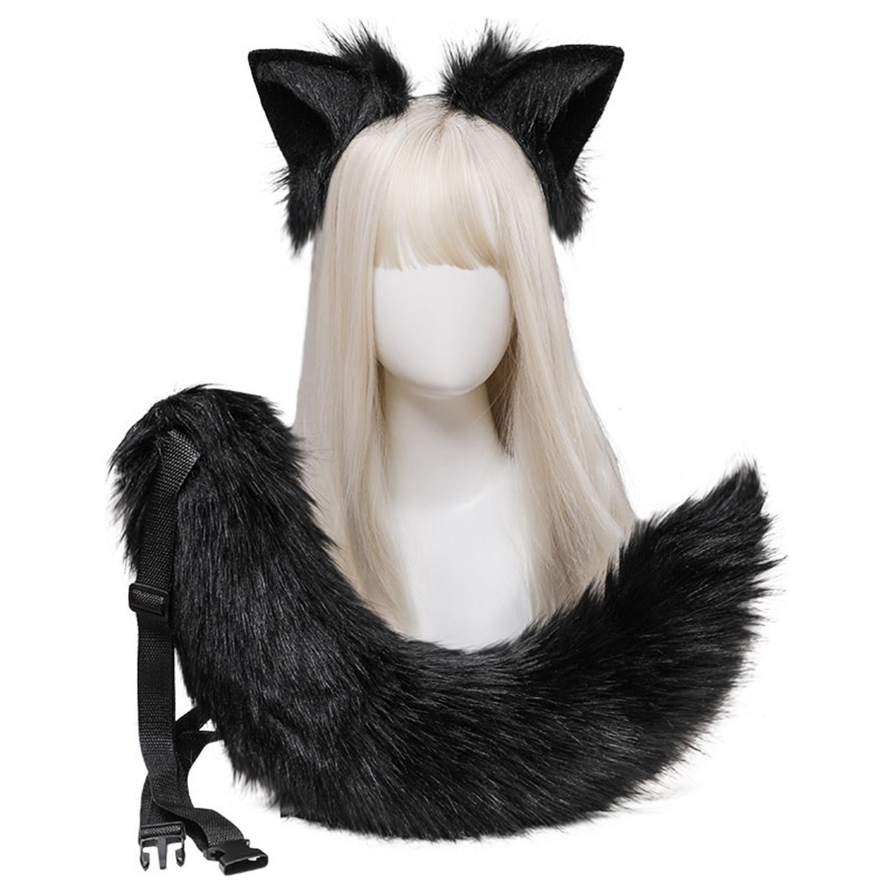 Set cerchietto con orecchie da volpe e coda in peluche, accessori per costume cosplay da animale, orecchie fatte a mano, ideale per Halloween, feste in maschera e cosplay