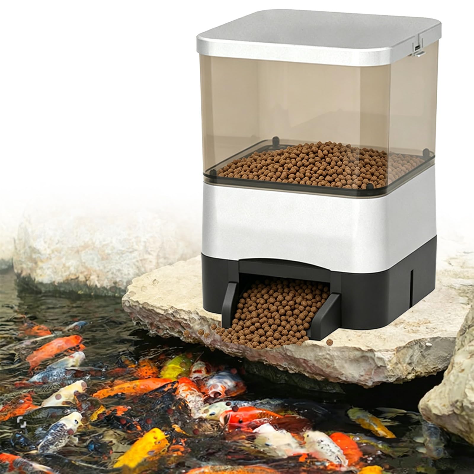 Alimentador solar de peces regulable con carcasa ABS de alta resistencia para estanques