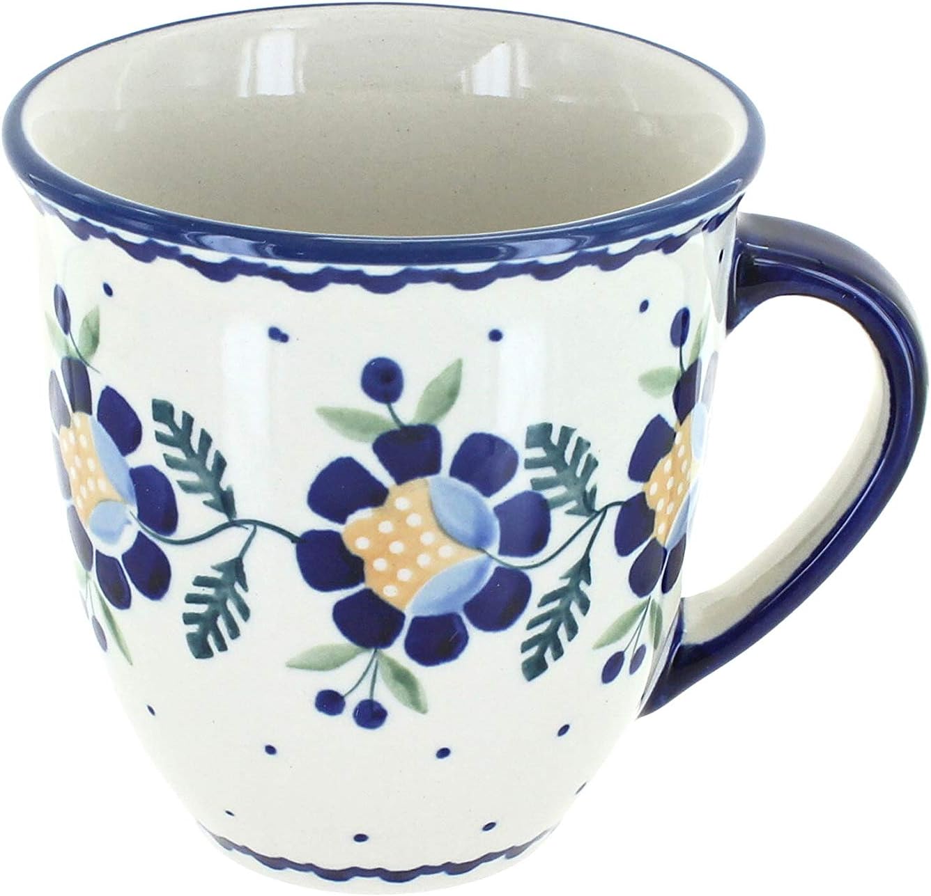 Blue Rose Polish Pottery Floating Fern Breakfast Mug