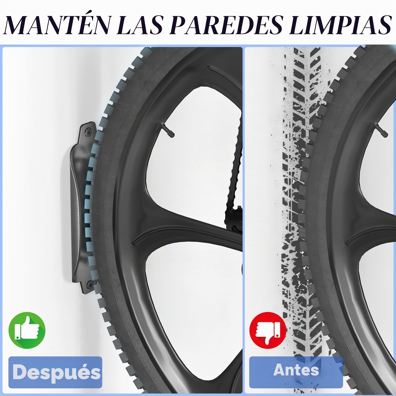 WELDUN Juego de 2 soportes de pared para bicicleta, soporte giratorio para bicicleta, soporte vertical para almacenamiento de bicicletas para garaje e interior, capacidad de carga de 30 kg