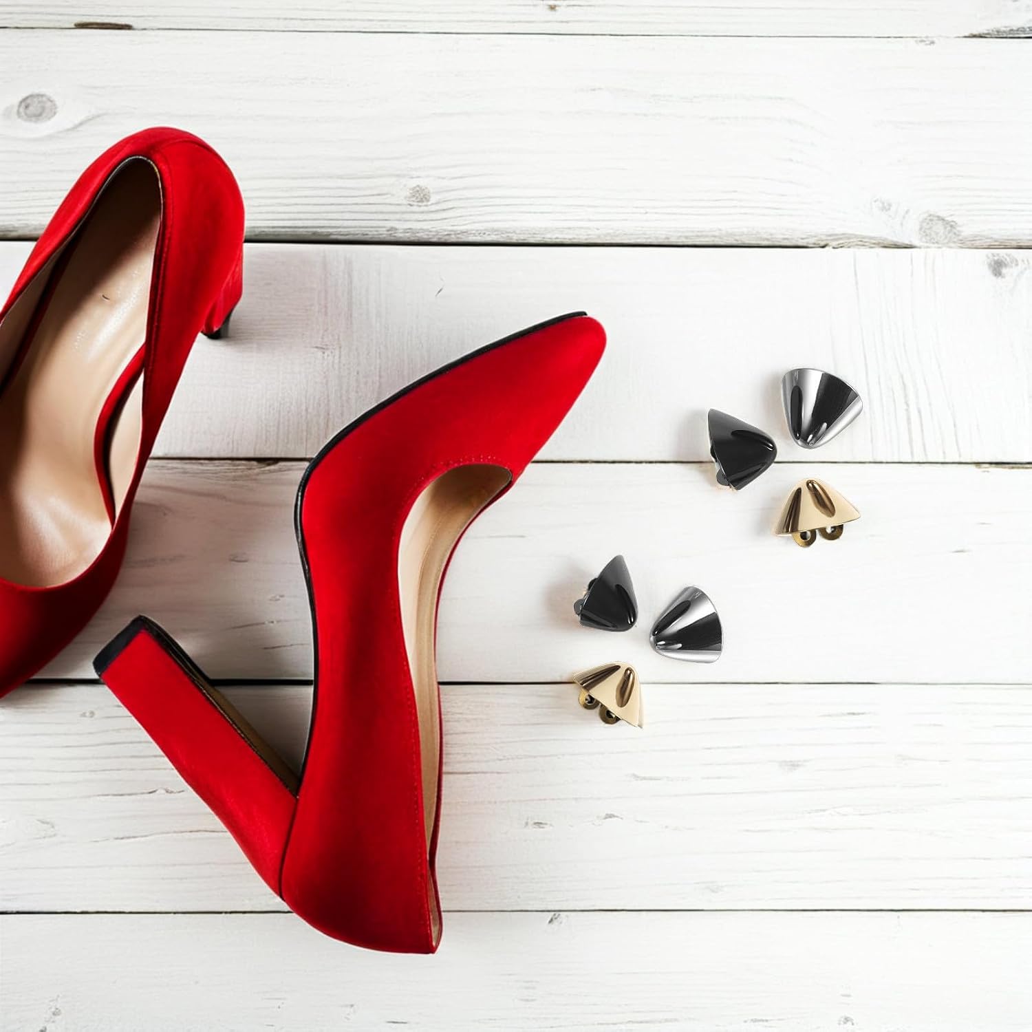 3 Pairs Women’s High Heel Tip Caps Metal Shoe Toe Protectors Cover Guards for Pointed Heels Preventing Wear and Damage, Suitable for Pumps and Dress Shoes