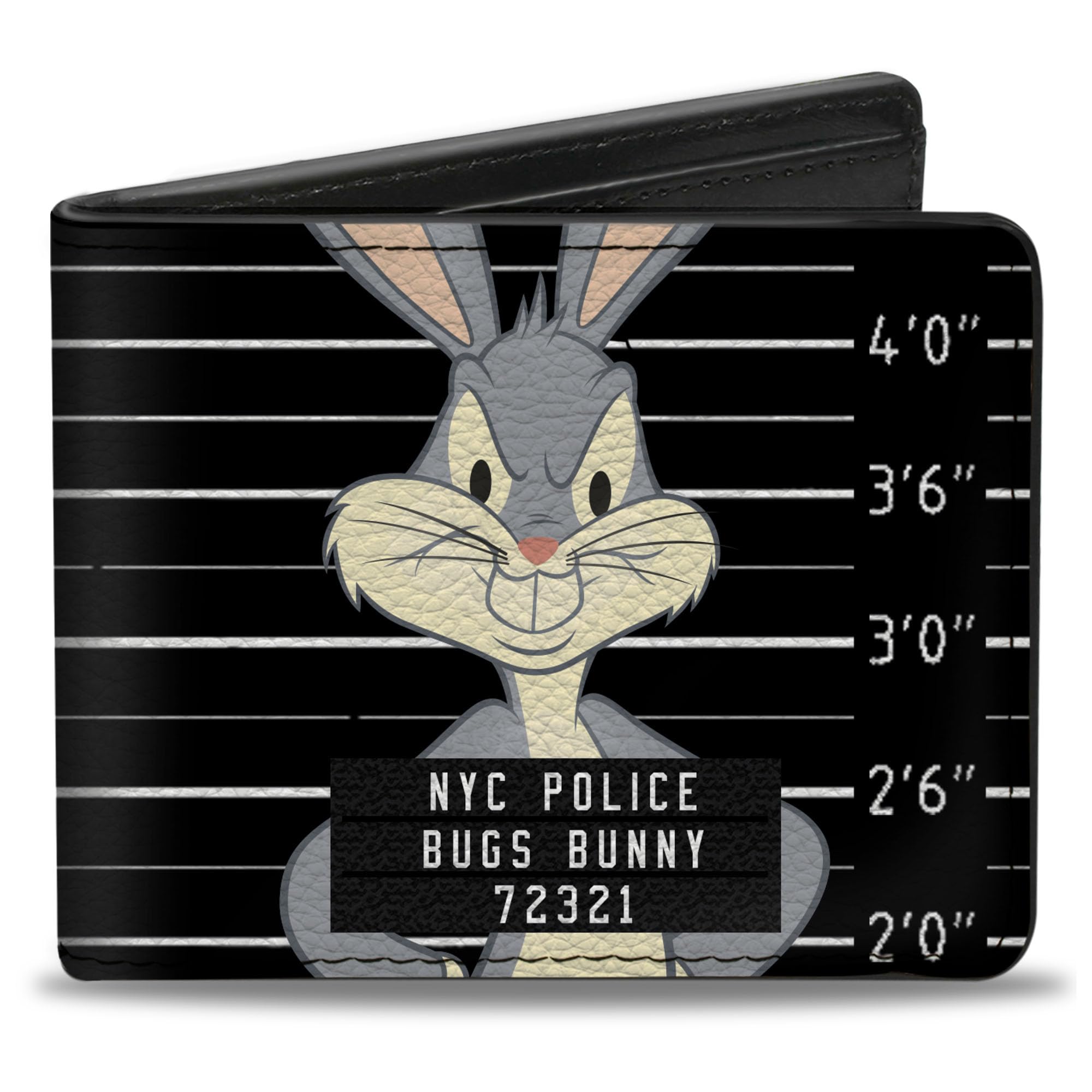 Buckle-Down PU Bifold Wallet - BUGS BUNNY NYC POLICE Mug Shot Black/White