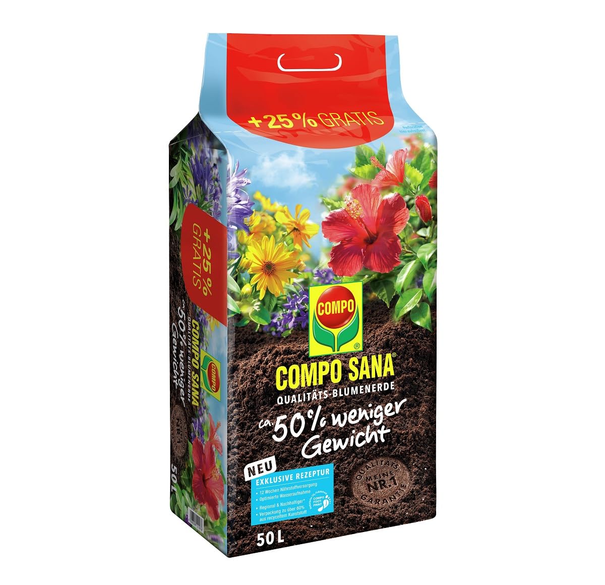 Compo SANA Qualitts-Blumenerde ca. 50% weniger Gewicht 50 l : Amazon.de:  Garten