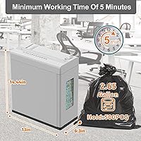 Vista 4 de Trituradora de papel, microcorte de 5 hojas con contenedor de 2.65 galones, alto nivel de seguridad P-5, tiempo de trabajo continuo de 5 Munites