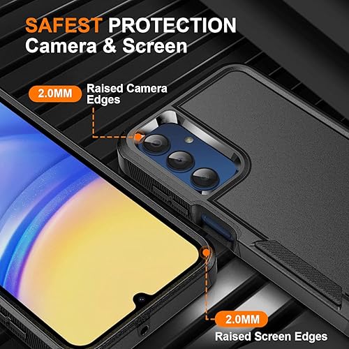 Miniatura 5 de Ezanmull Funda para teléfono Samsung Galaxy A15 5G, protección contra caídas de grado militar de 15 pies protector de pantalla de vidrio + protector