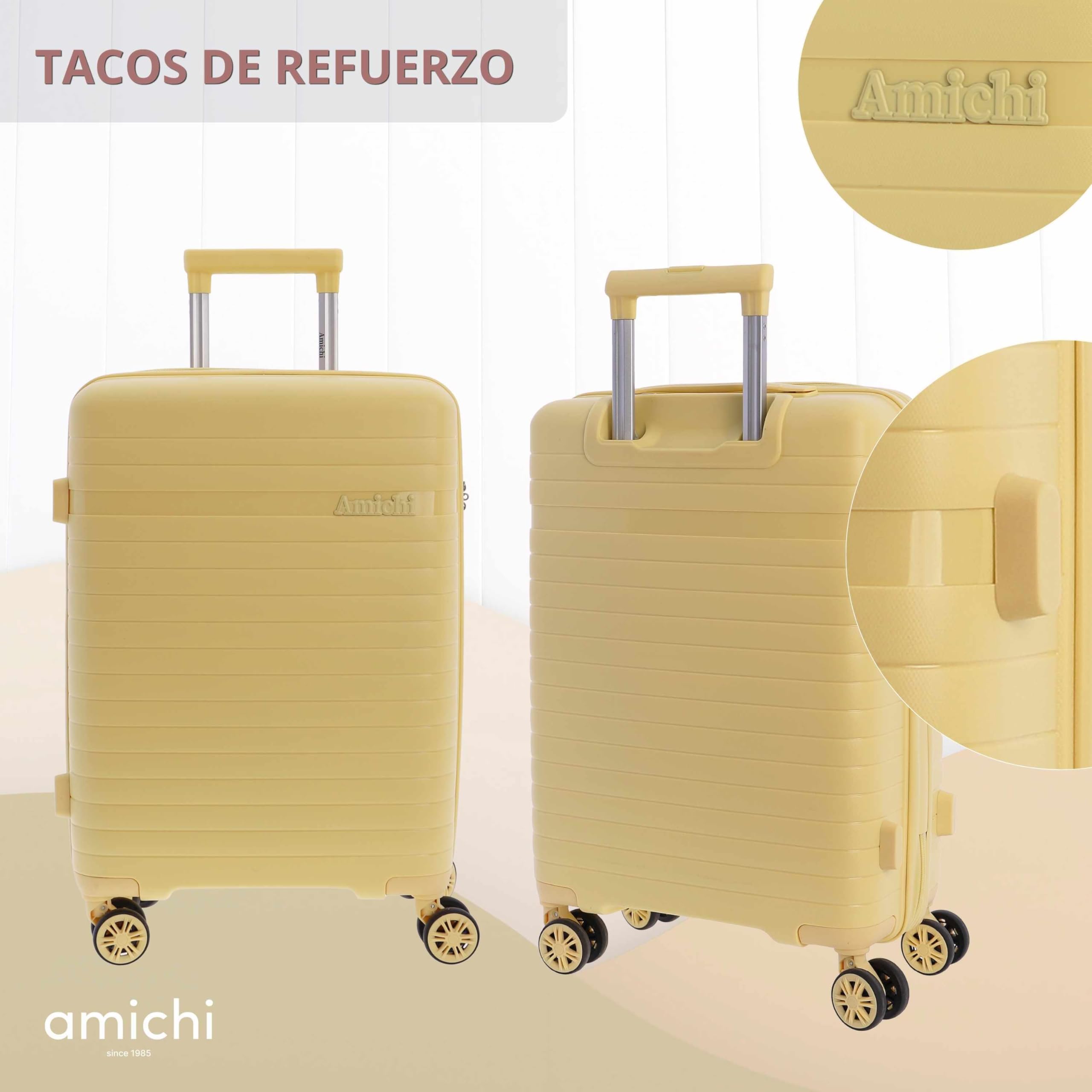 AMICHI - Maleta Cabina 55x40x20- Maletas de Viaje - Maletas de Viaje Cabina Apta para Ryannair- Trolley Equipaje para Avion Resistente con 4 Ruedas de 360º y candado TSA