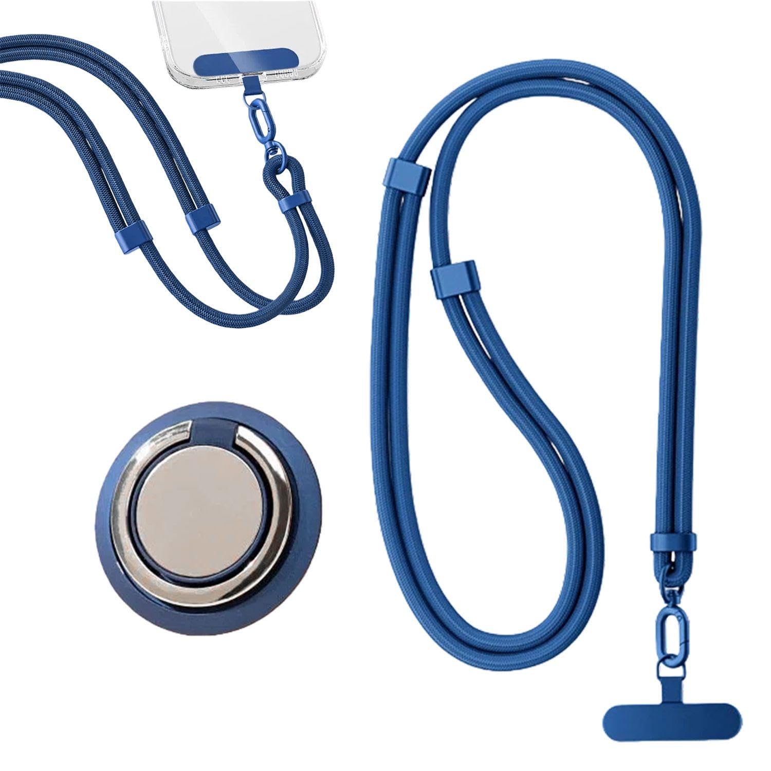 Rnfksu Blue 1 Piece Of Mobile Phone Lanyard, 1 Piece Of Mobile Phone Clip And 1 Piece Of Ring Bracket, Adjustable Lanyard, Portable Mobile Phone Accessories, Telephone Cord (Blue).