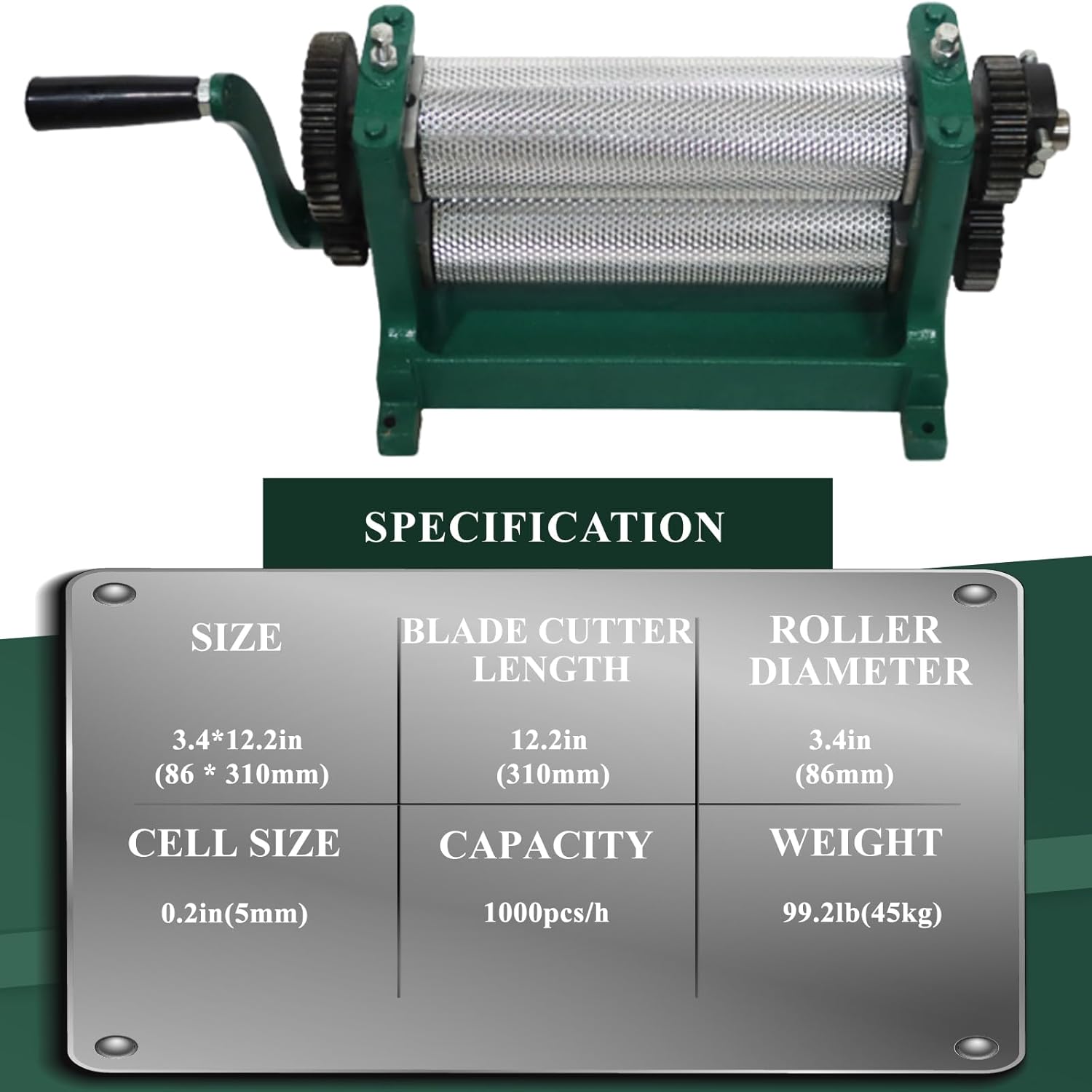 WYDDDARY Manual Beeswax Comb Foundation Roller Mill Machine 86 x 310mm Bee Wax Foundation Sheet Mills Machine Bee Wax Rollers Stamper Printing Machine Cell Size 5mm