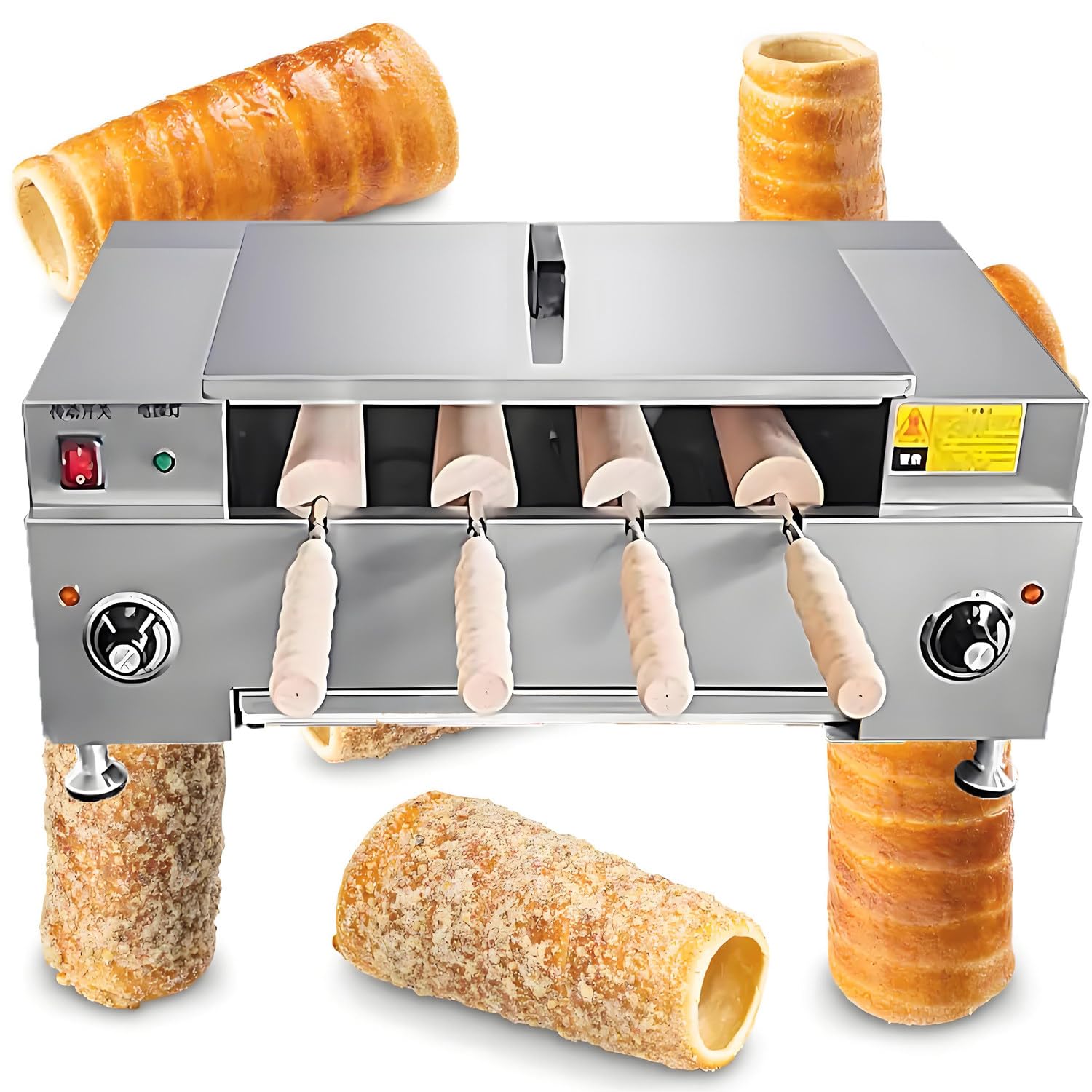 QuinteZhenTially Electric Chimney Cake Baking Machine,Ice Cream Cone Grill Maker,Commercial Chimney Cake Roll Oven Maker,Adjustable Temp 50–300 °C,for Diy Desserts Bread Snacks