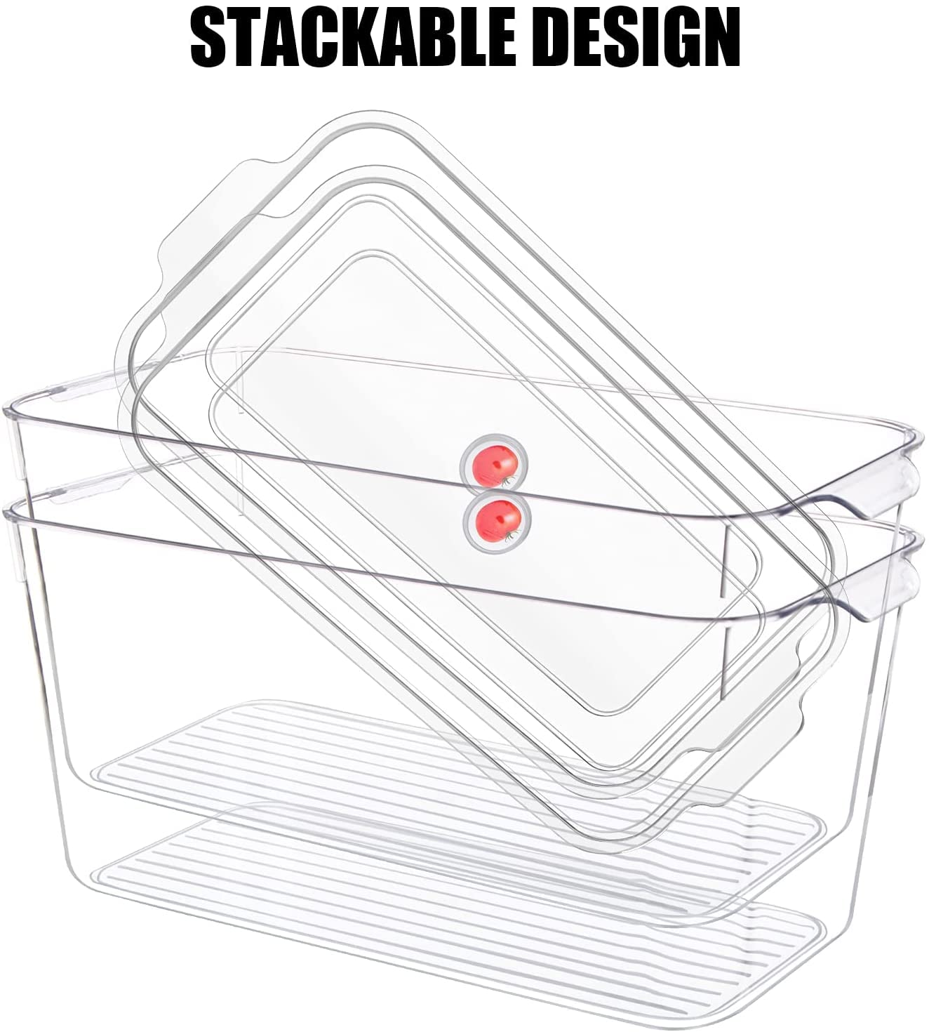 Organizador apilable para refrigerador para verduras y frutas, contenedor de almacenamiento con tapa, capacidad de 7,5 l, paquete de 01