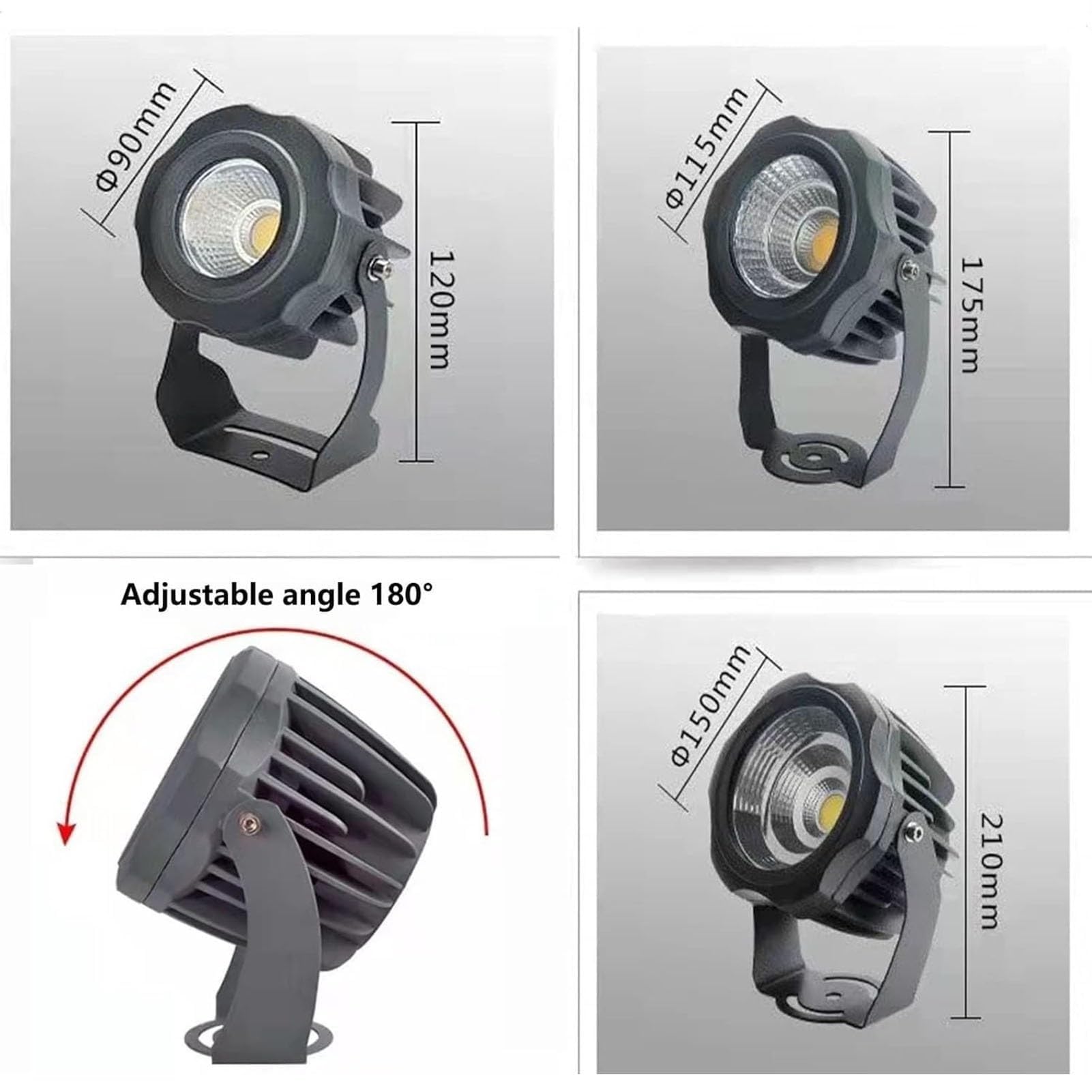Focos LED - Reflectores LED De Largo Alcance, Luces COB Redondas Para Árboles De Exterior, Lámpara De Paisaje Con Ángulo Ajustable Y Resistente Al Agua IP65, Para Publicidad/paredes/edificios(White,30