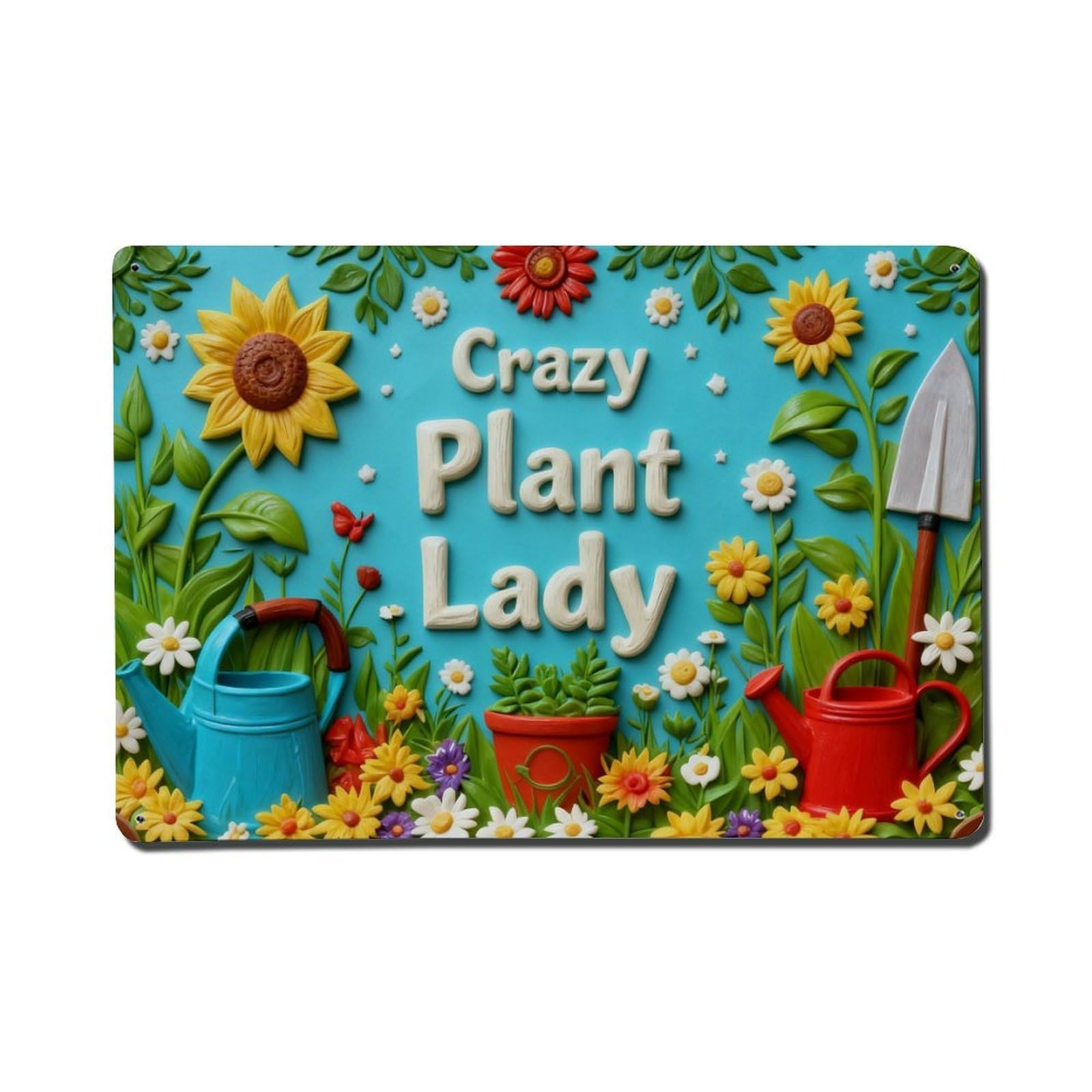 Colorful Flowers Garden Tools Plants Metal Tin Sign Plaque