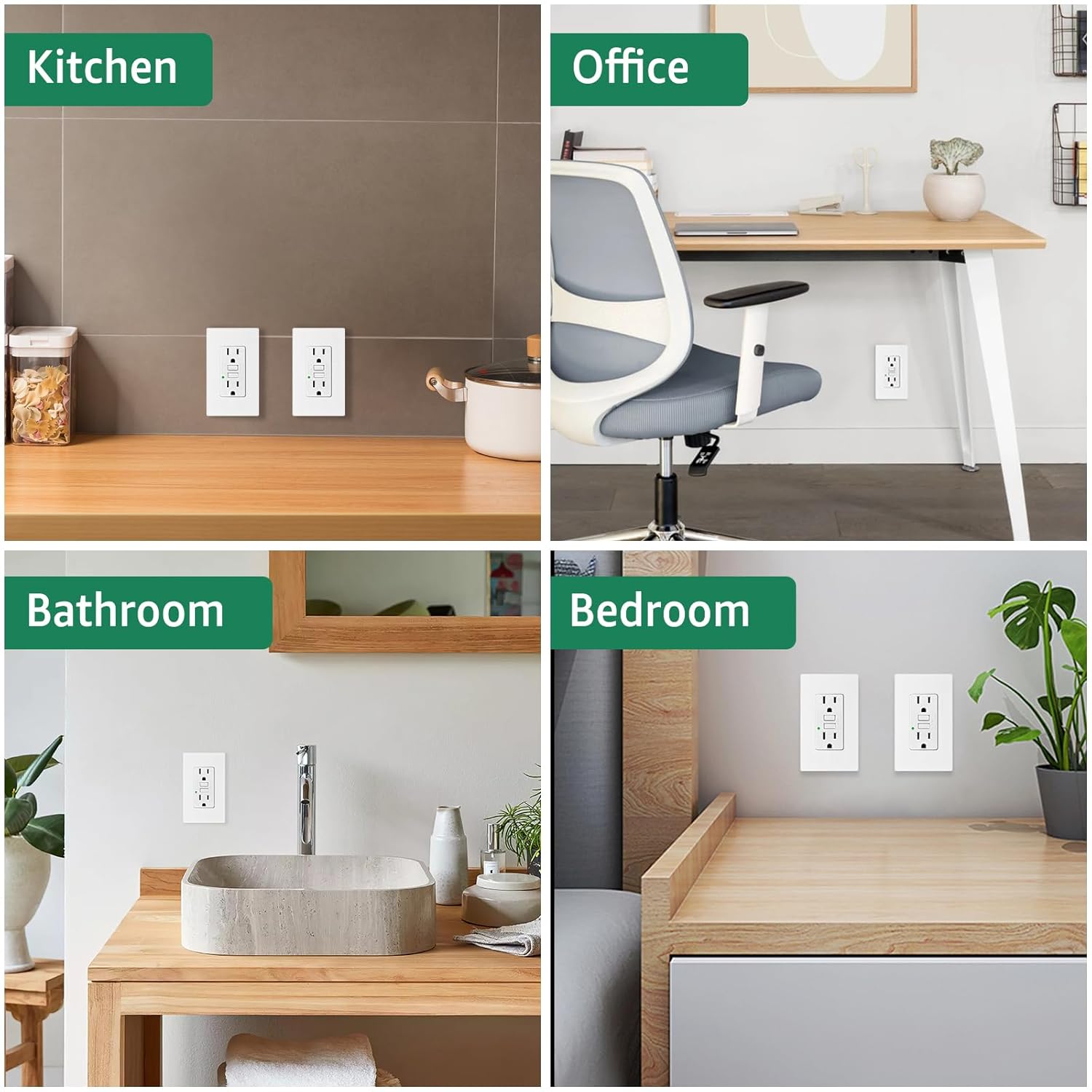 GFI Electrical Outlet 15 amp White 15 amp GFCI Outlet 15 amp Non Tamper Proof Ground Fault Receptacle 15amp GFCI Outlet Outdoor Weather Resistant 15a gfci UL Listed with LED Indicator Reset Button