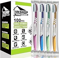 Vista 10 de Cepillos de dientes a granel envueltos individualmente con pasta de dientes, juegos de cepillos de dientes de viaje de 100 picos, cepillos