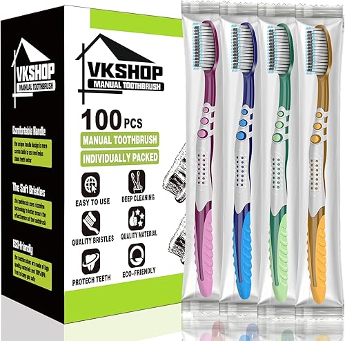 100 cepillos de dientes de viaje a granel, cepillo de dientes portátil envuelto individualmente para adultos y niños, juego de cepillos de dientes