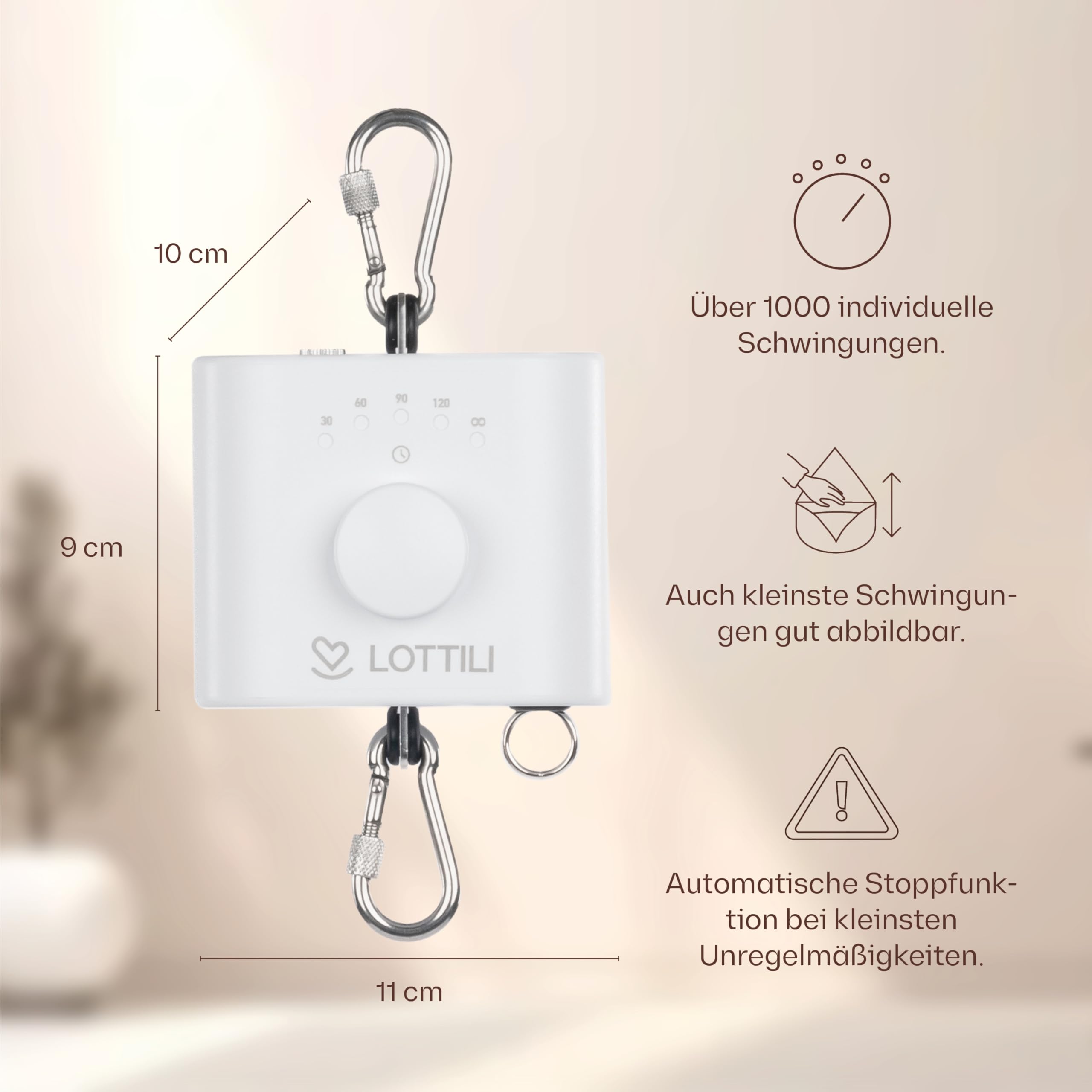 Lottili Motor de pesaje de resorte, silencioso y autoaprendizaje, con temporizador y modo continuo, oscilación finamente ajustable, a partir de 3 kg, fabricado en Alemania
