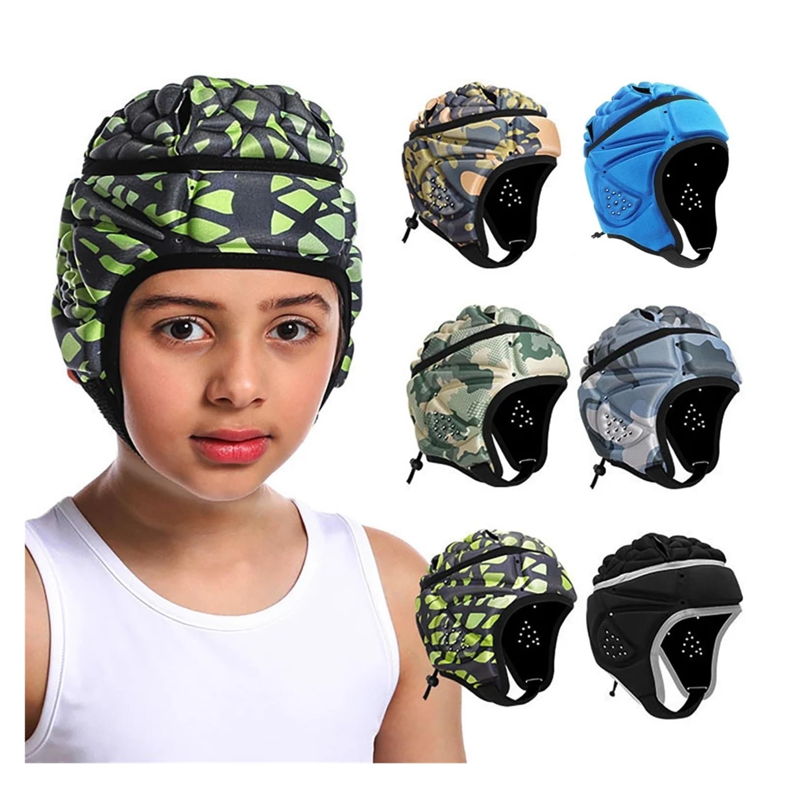 Football Helmet Rugby Soft Helmet Soccer Headgear Football Headguard for Safety Sports Helmet(Color4)