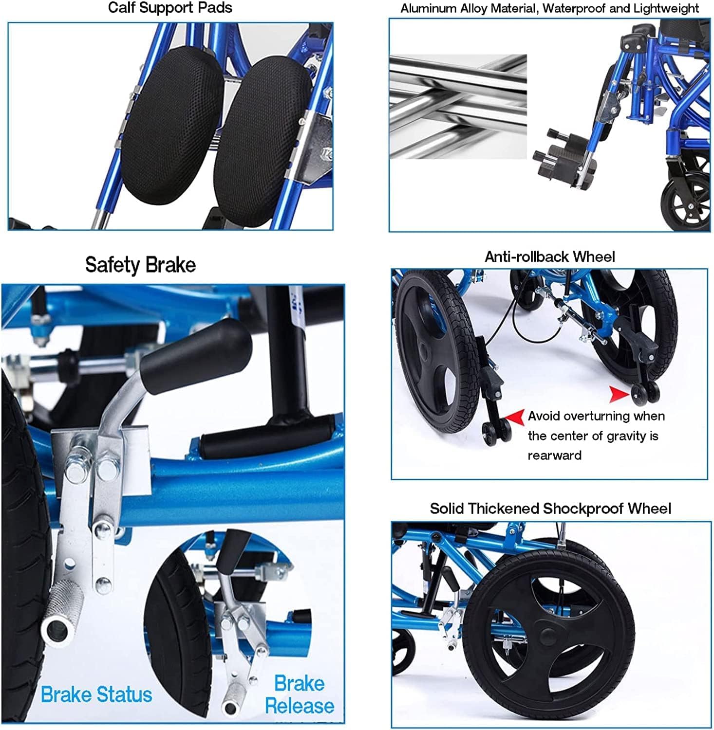 Sedia A Rotelle Mobile Per Paralisi Cerebrale,Sedia A Rotelle Da Trasporto Completamente Reclinabile in Lega Alluminio Medicale,Carrello Di Guida Ergonomico,Child+awning