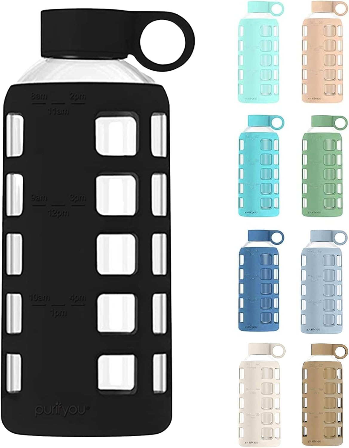 purifyou Premium 40/32 / 22/12 oz Glass Water Bottles with
