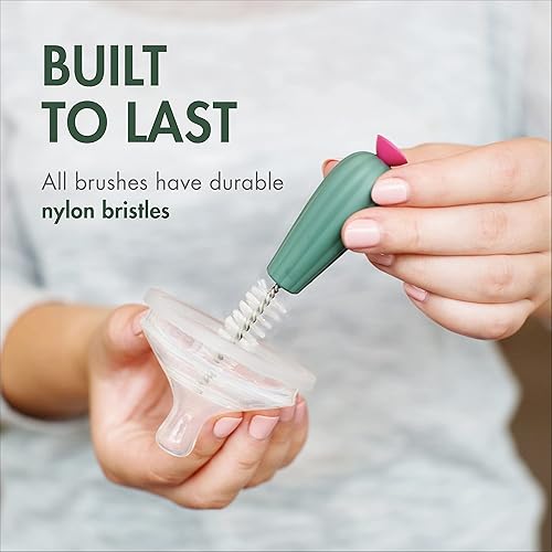 Miniatura 5 de Boon - Juego de cepillos en forma de cactus para limpiar biberones, color terracota, juego de 4 piezas