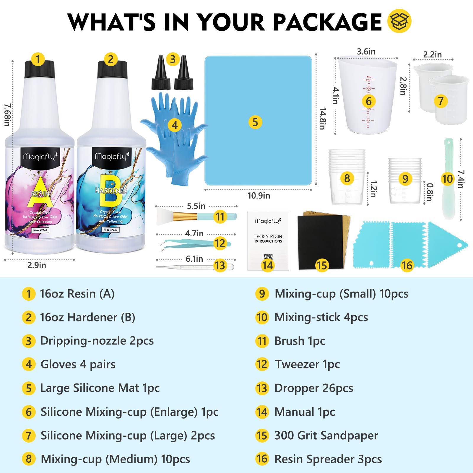 Buy Magicfly 32oz Epoxy Resin with Tools Kit, 2 Part Crystal Clear