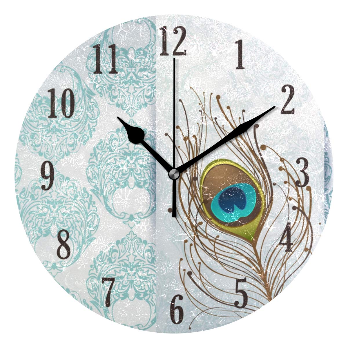 Orologio Da Parete Con Piccola Luce Notturna Con Decor Moderne|Orologio Rotondo Da Appendere Alla Moda|Funzionamento A Batteria/Facile Da Leggere Orologio Luminoso A LED,Argento,30 Cm (11,8 Pollici
