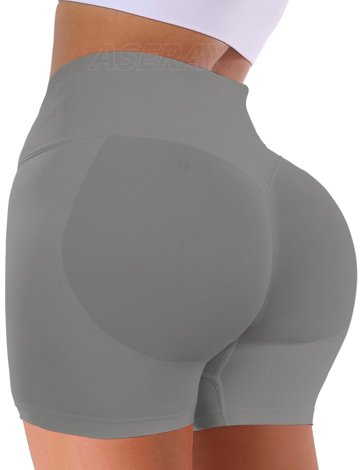 ASERAY Seamless Gym Workout Shorts Women Scrunch Butt Lifting Biker Yoga Shorts for Women Tummy Control 4.5"