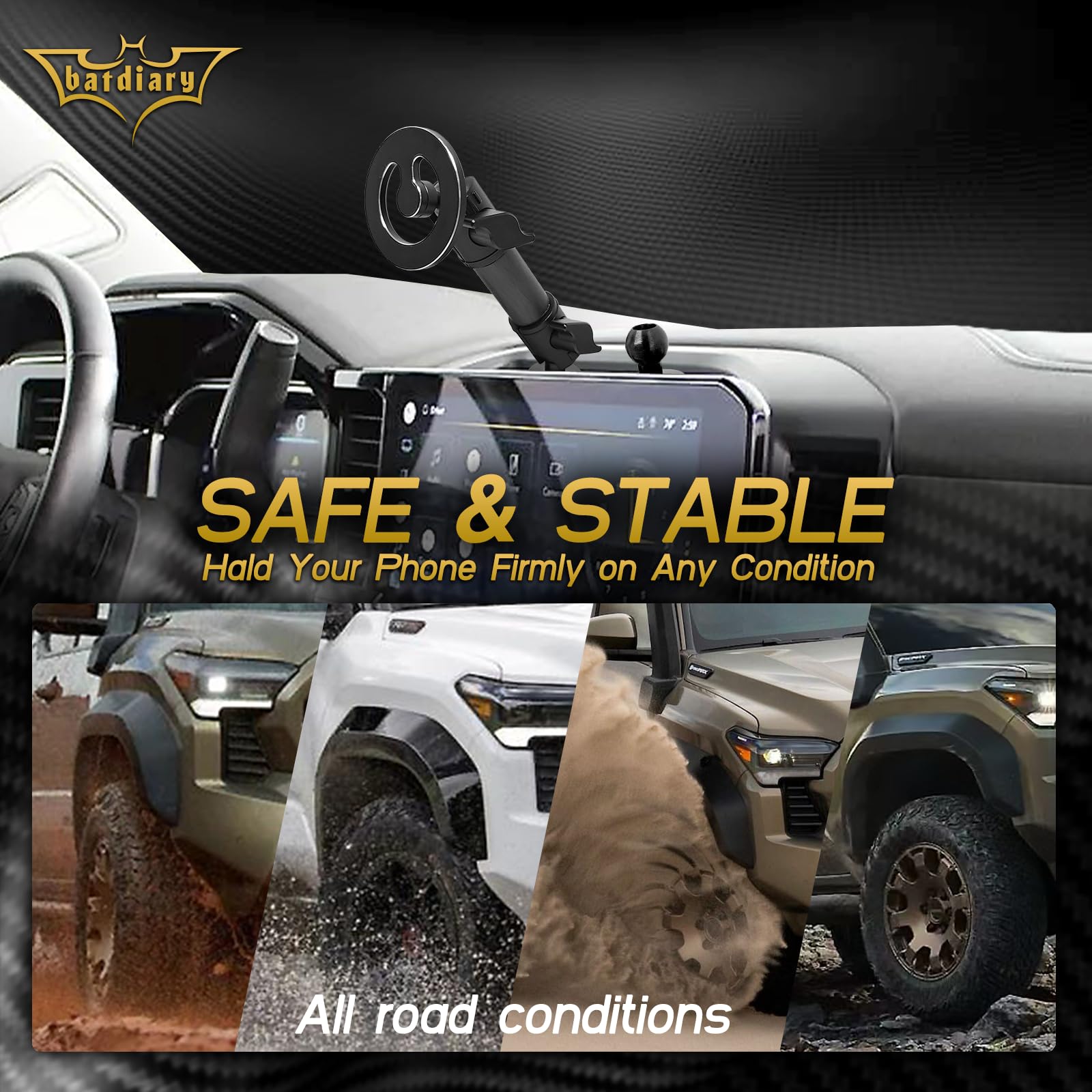 Soporte magnético para teléfono móvil compatible con Chevy Silverado 1500 2024 2025 Chevy Silverado GMC Sierra 2022 2023 2024 2025, accesorios de metal para teléfono celular, soporte de