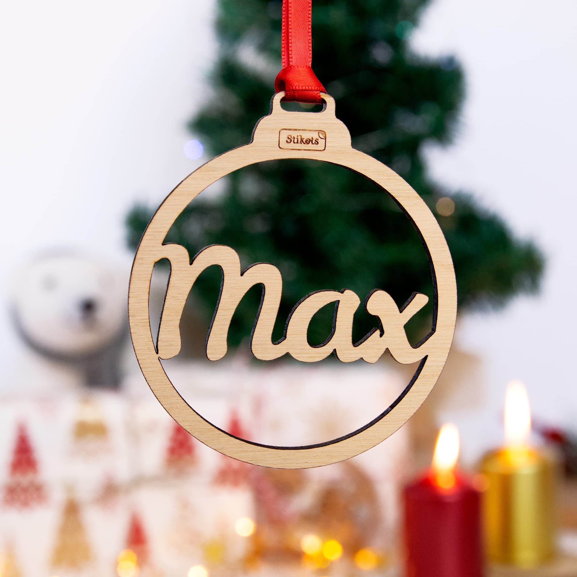 Bolas de Navidad Personalizadas con Nombre de Madera